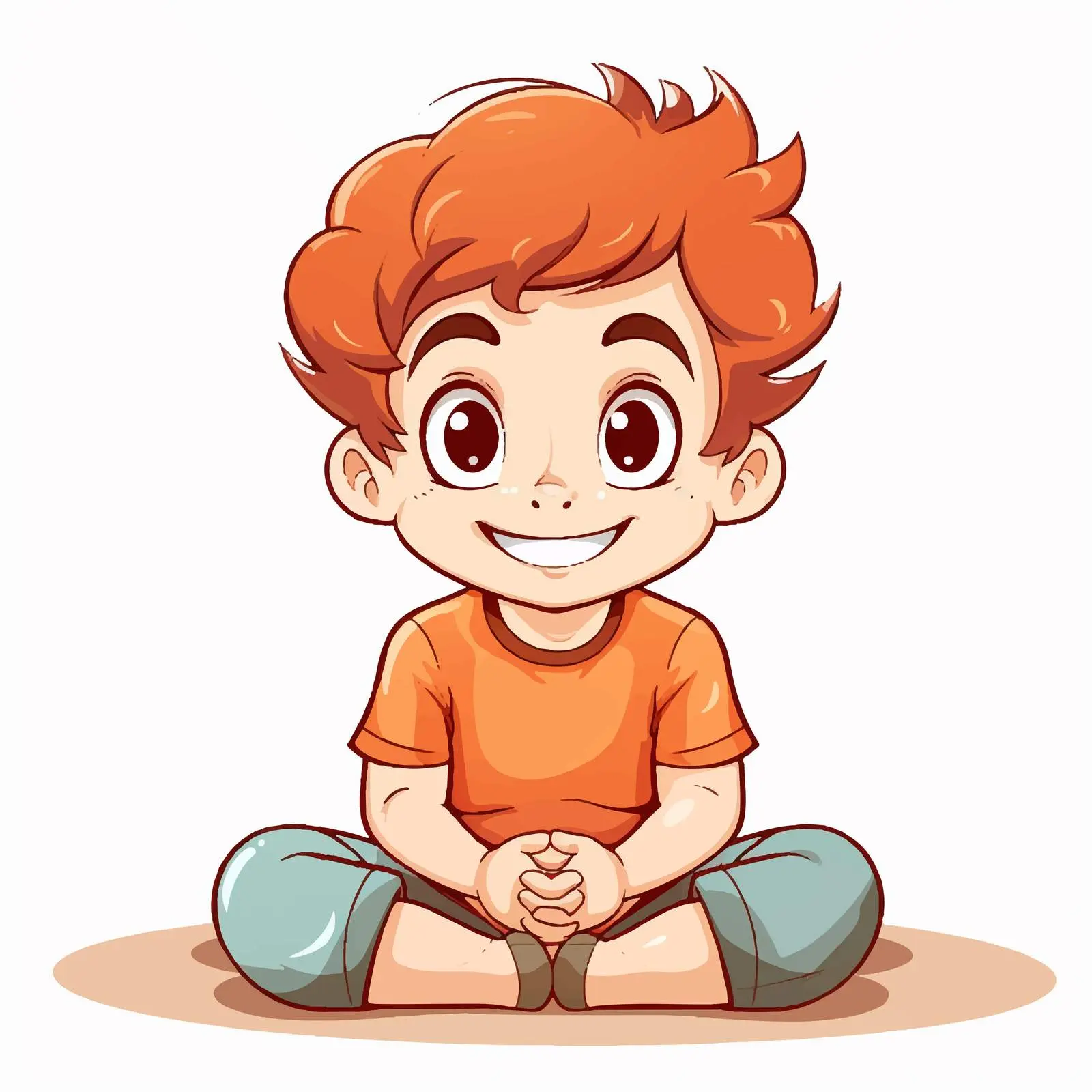Colorful Line Art of Happy Child Sitting — free download from Dotvec