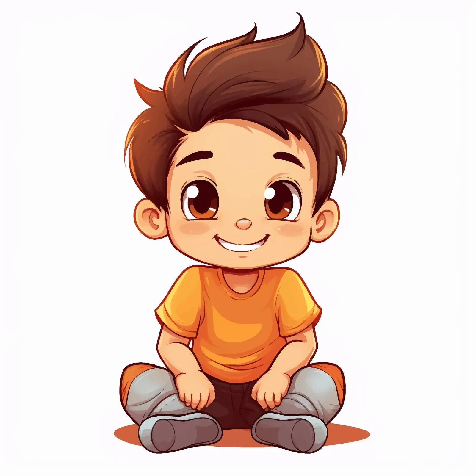 Colorful Line Art of Happy Child Sitting — free download from Dotvec