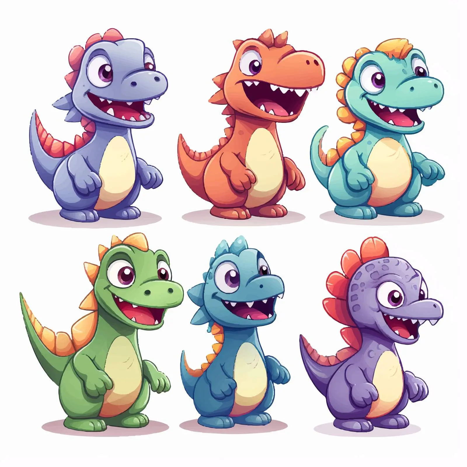 Colorful Smiling Dinosaur Characters Vector Art — free download from Dotvec