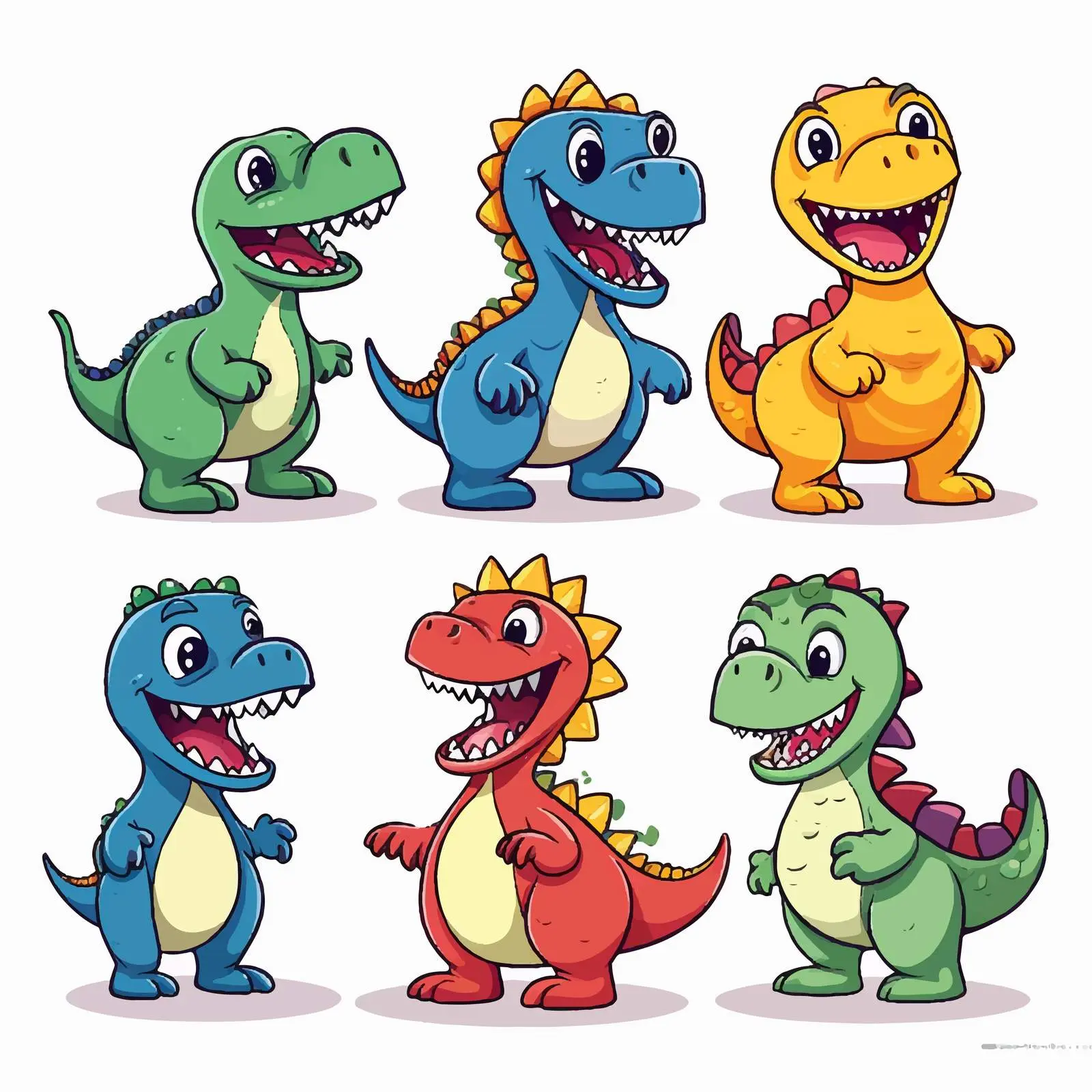 Colorful Smiling Dinosaur Characters Vector Art — free download from Dotvec