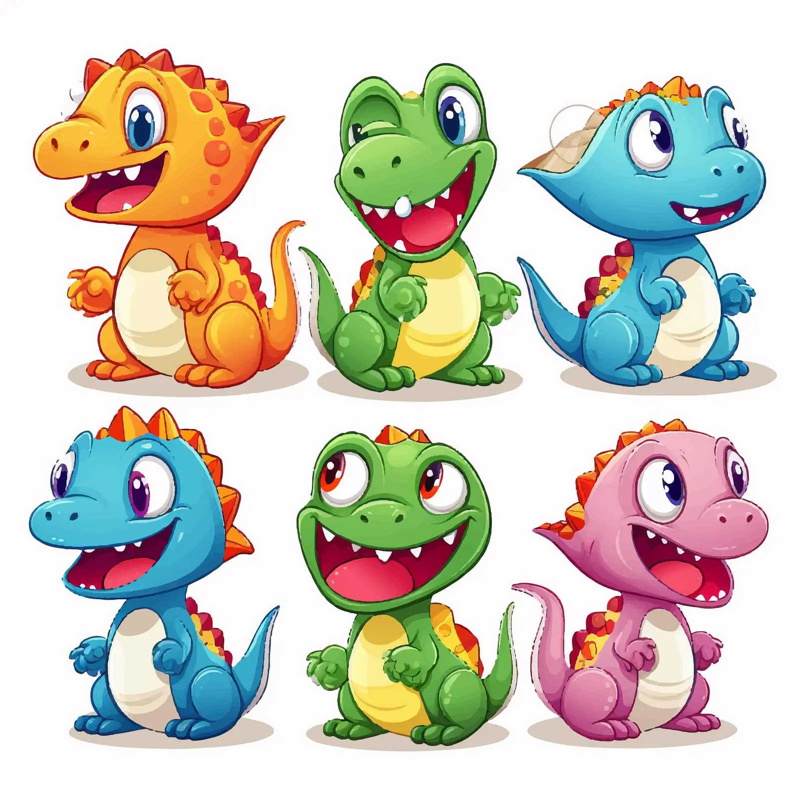 Smiling Colorful Dinosaur Vector Characters — free download from Dotvec