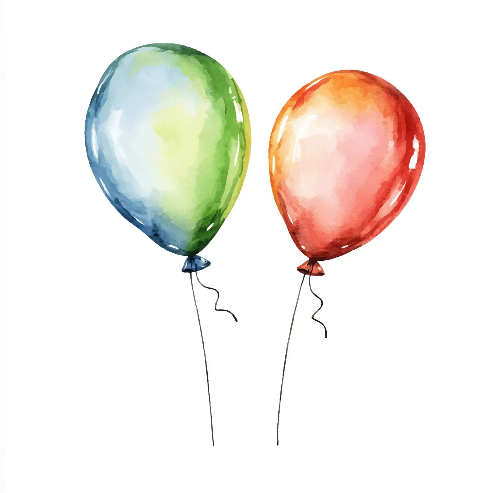 Colorful Watercolor Balloon on Island Illustration – free float image from Dotvec