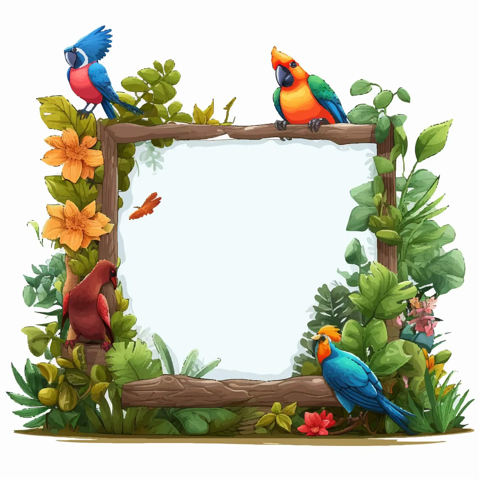 Colorful Birds Around a Signboard Frame – free avian art image from Dotvec
