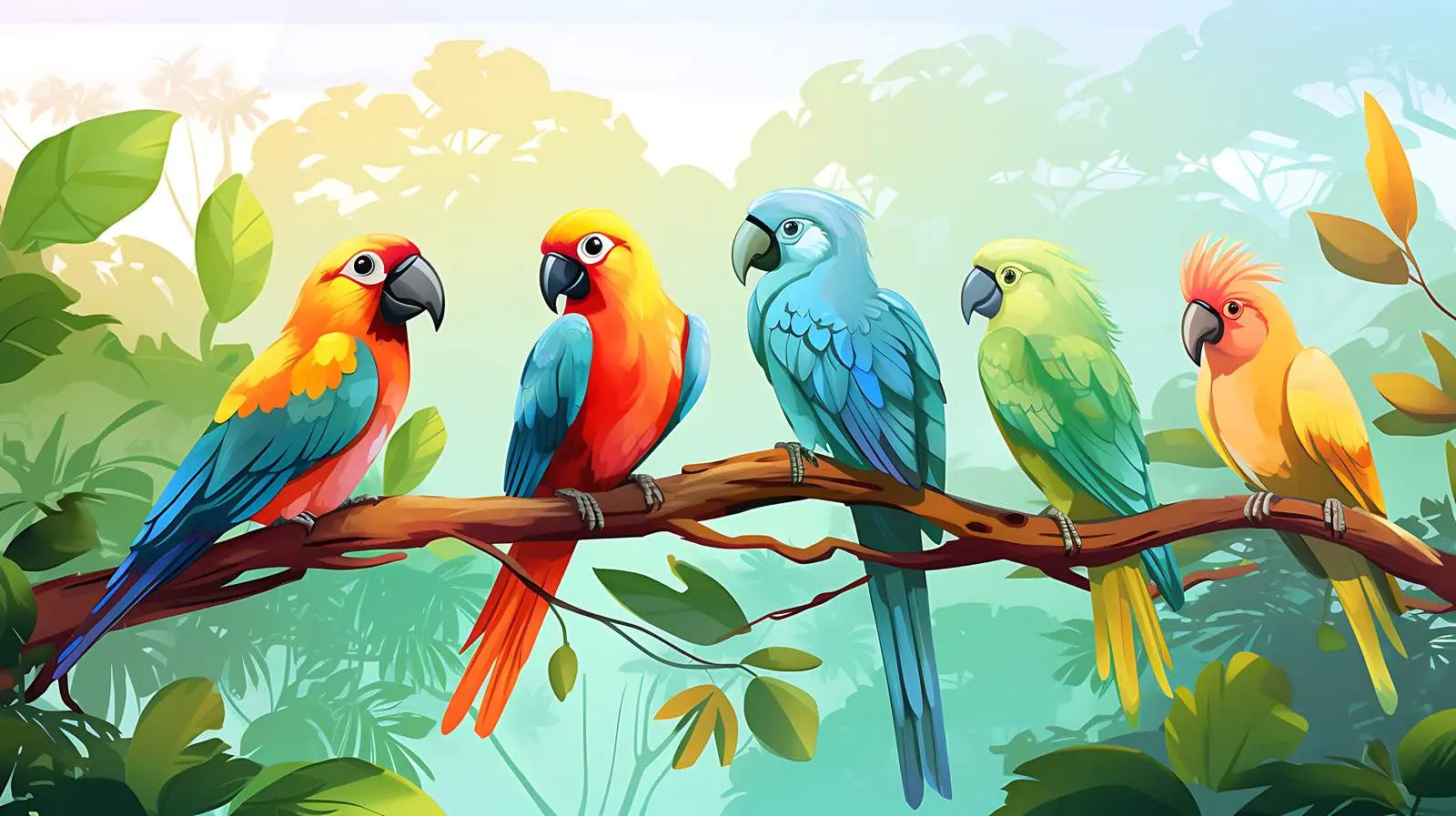 Vibrant Jungle Birds Illustration — free download from Dotvec