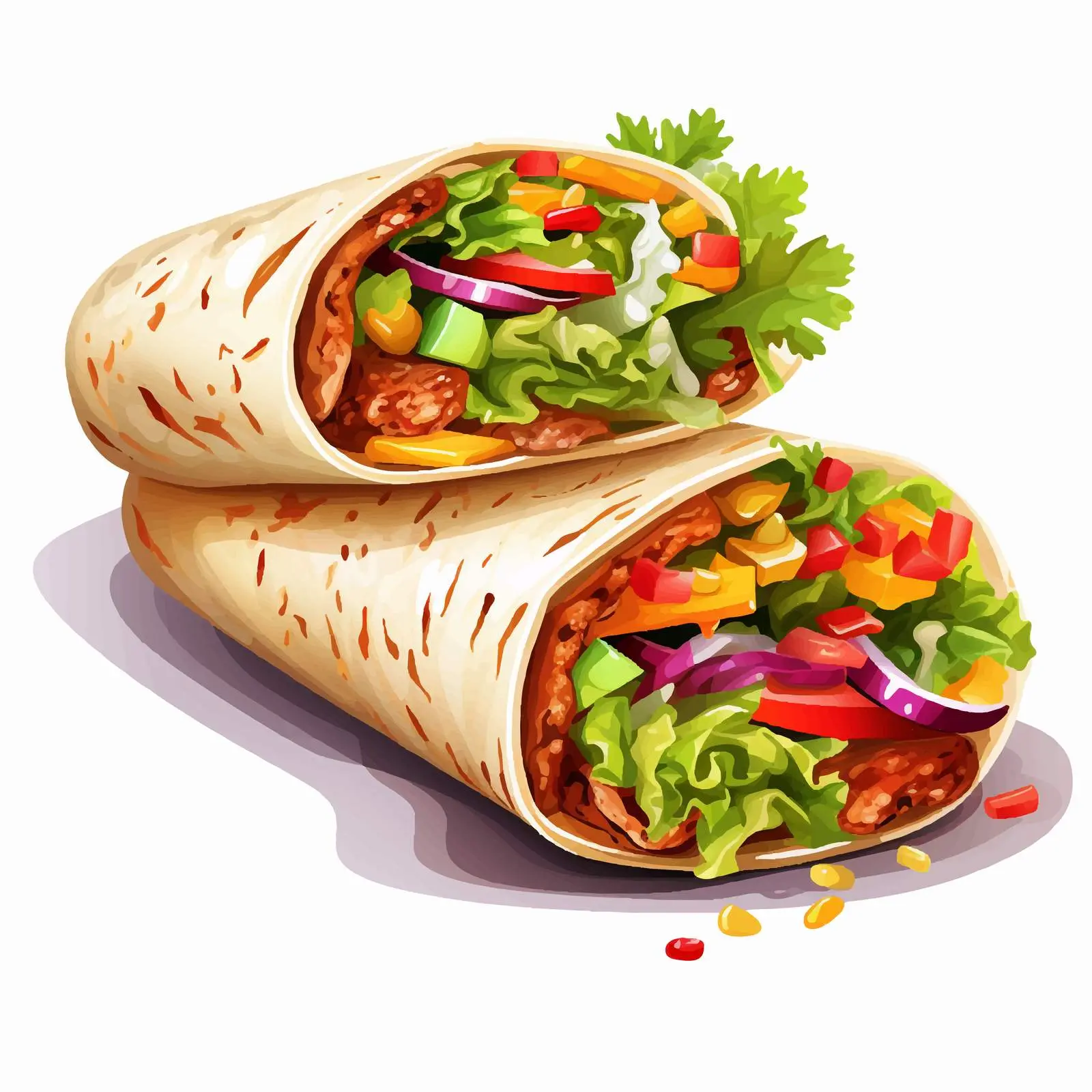 Colorful Burrito with Fresh Ingredients Vector — free download from Dotvec