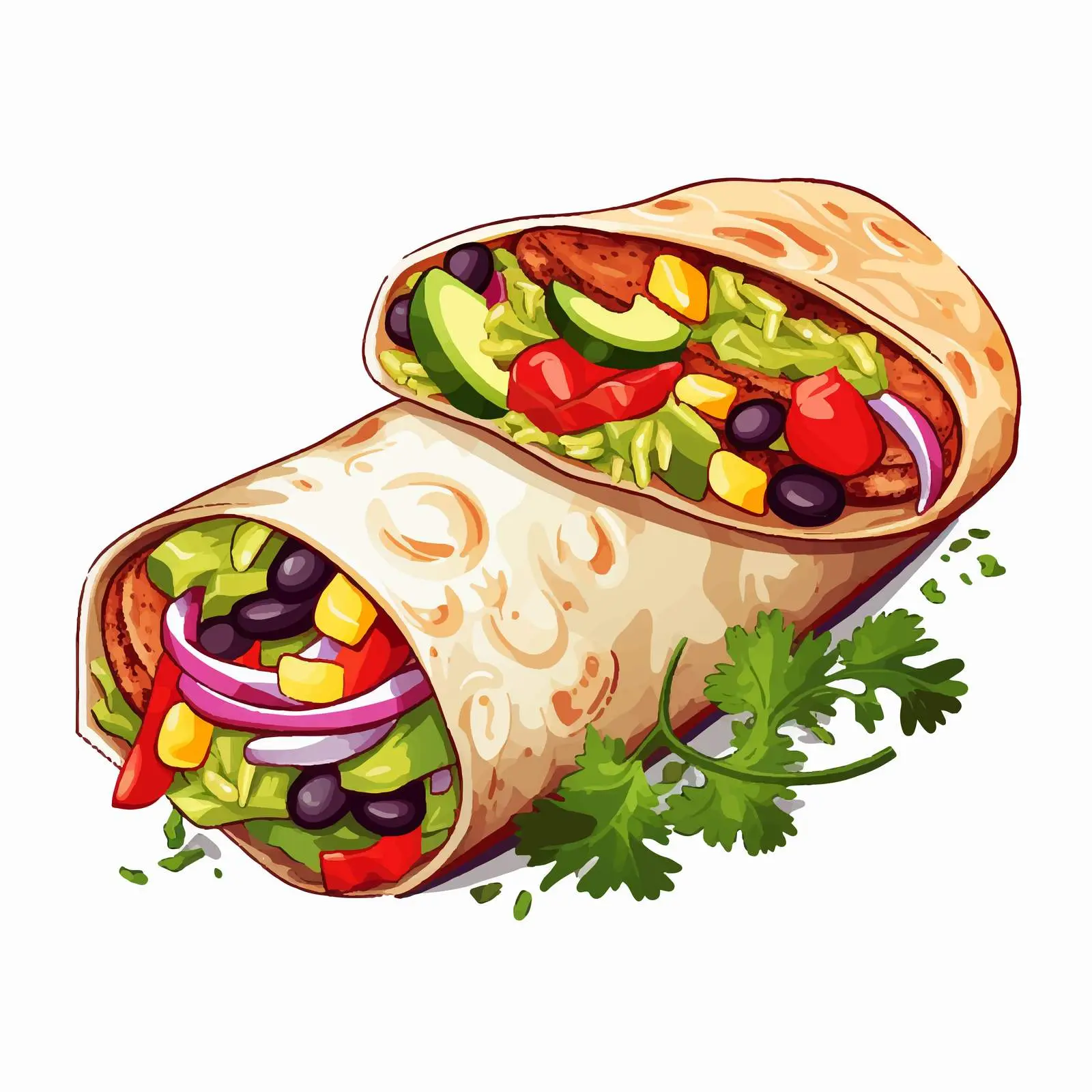 Colorful Burrito with Fresh Ingredients Vector — free download from Dotvec