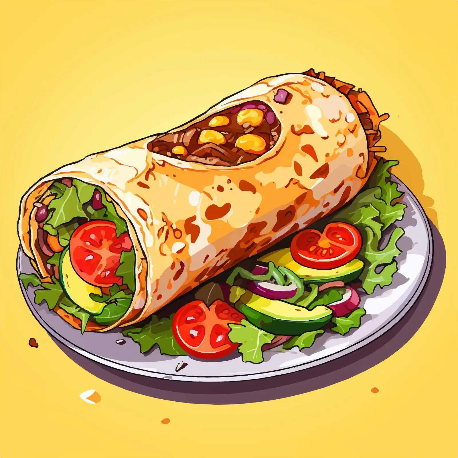 Colorful Burrito with Fresh Ingredients Vector — free download from Dotvec