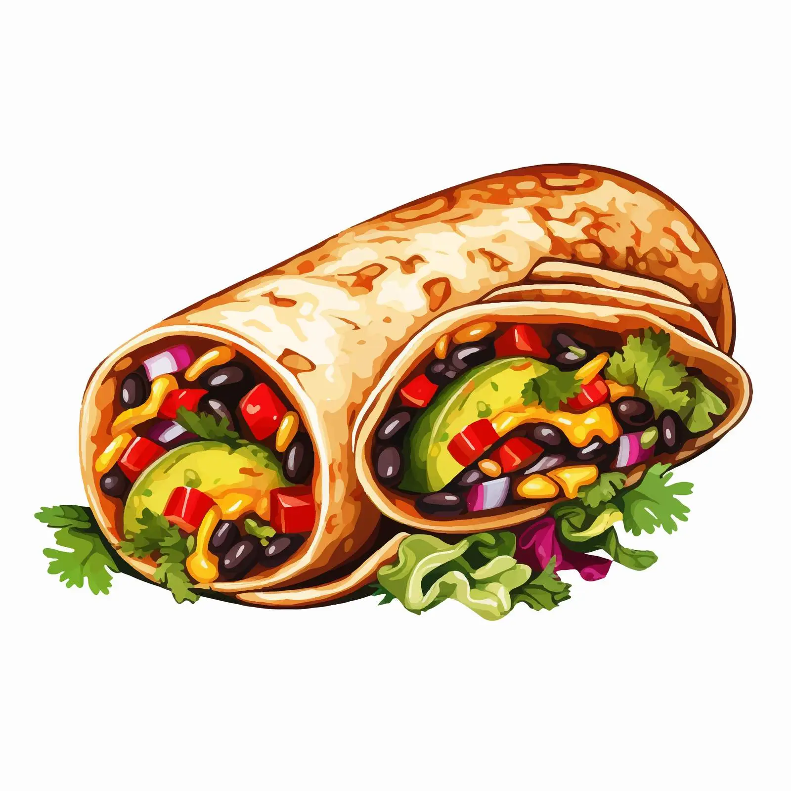 Colorful Burrito with Fresh Ingredients Vector — free download from Dotvec