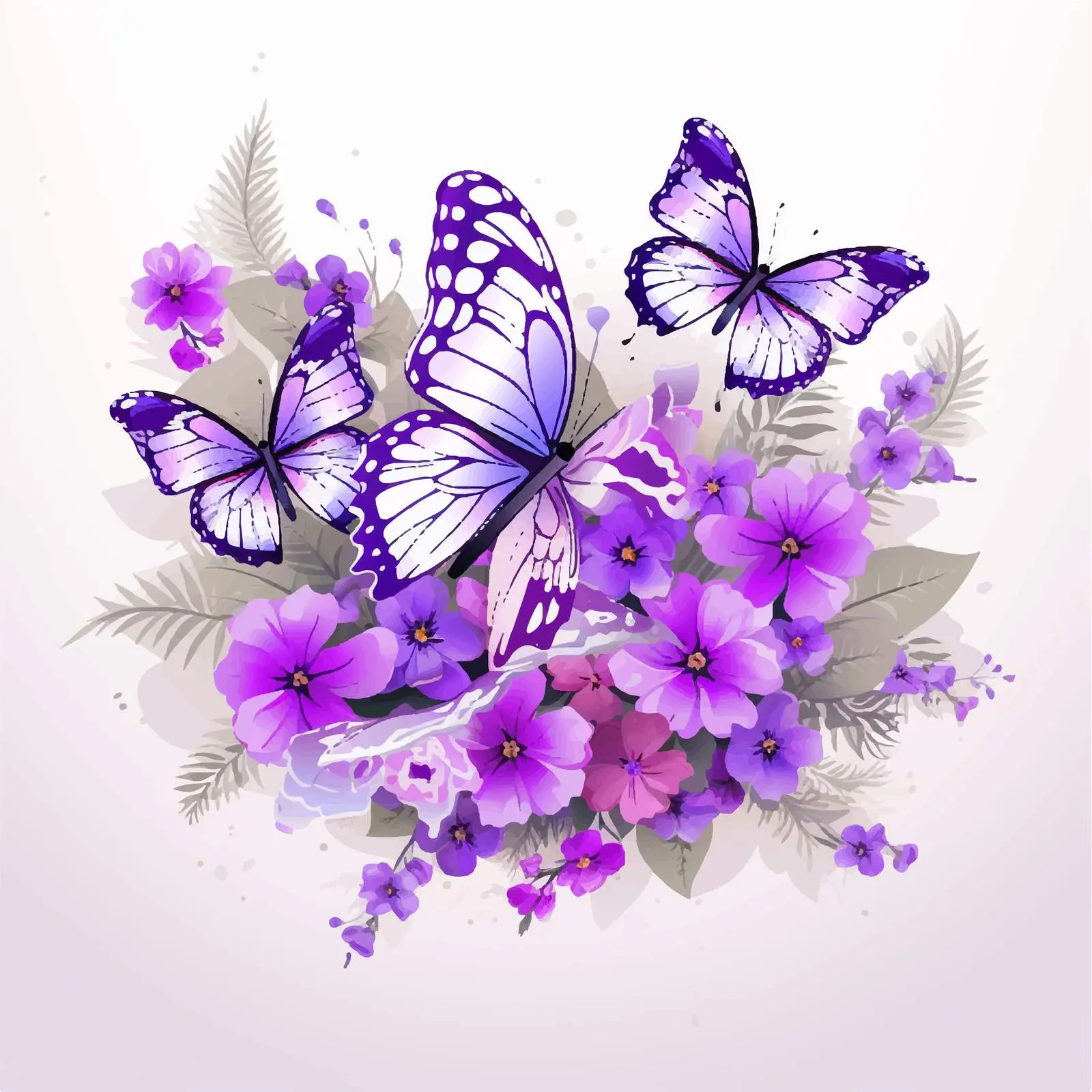 Colorful Butterflies Among Vibrant Purple Flowers — free download from Dotvec