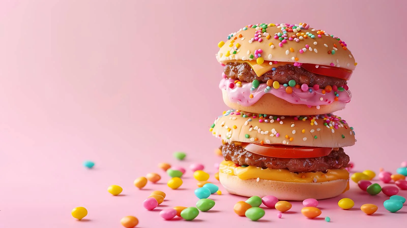 Vibrant Candy Hamburger on Pink Background — free download from Dotvec