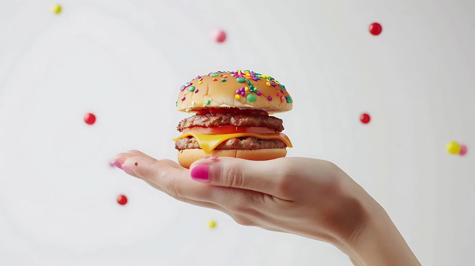Colorful Candy Hamburger with Doll Hand — free download from Dotvec