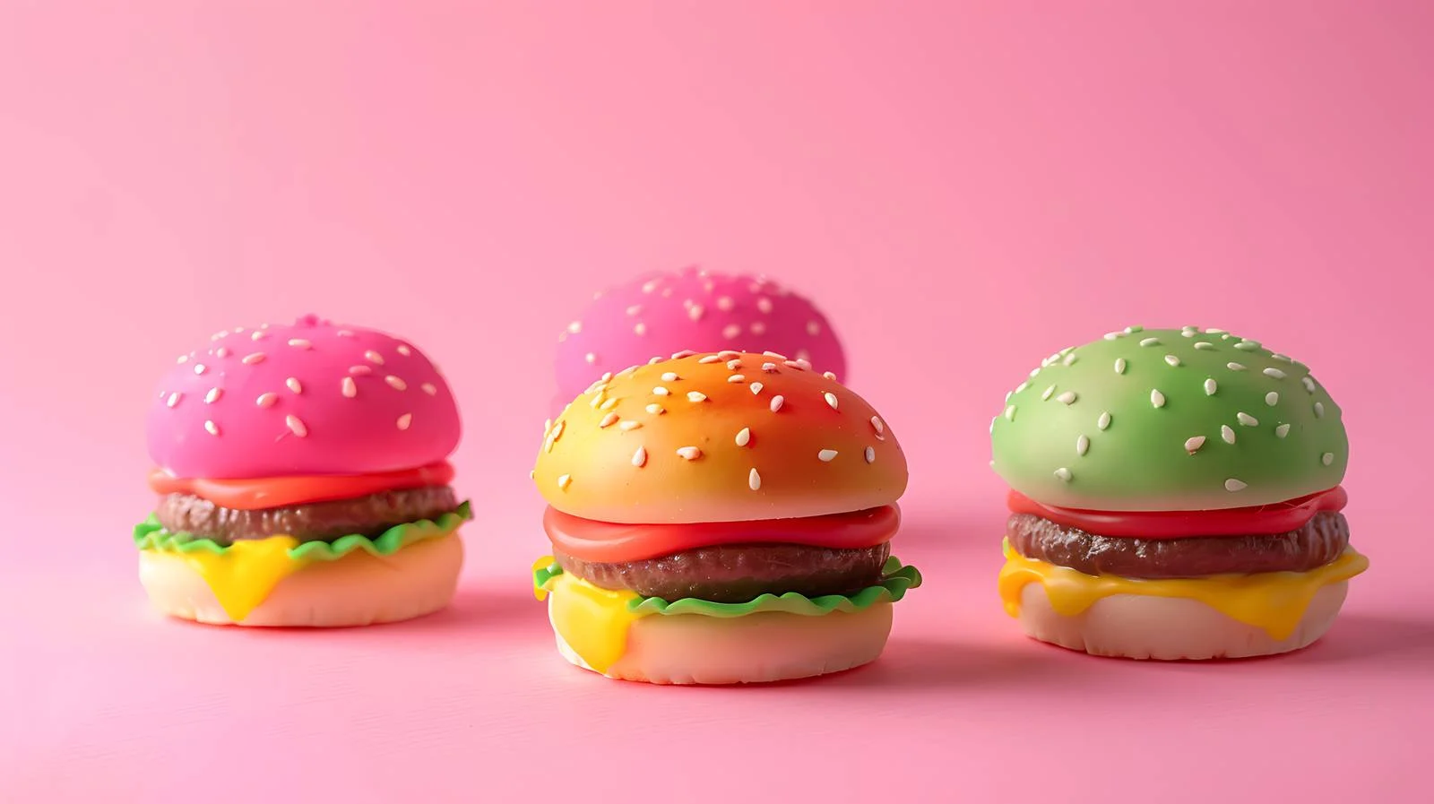 Vibrant Candy Hamburgers on Pink Background — free download from Dotvec