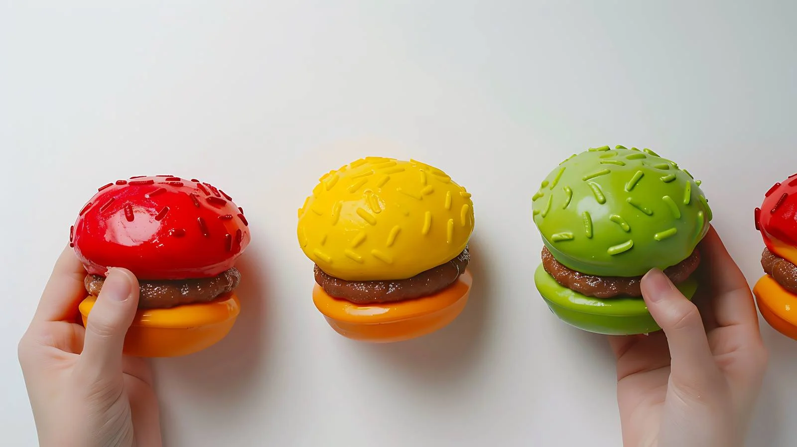 Vibrant Candy Hamburgers with Doll Hand — free download from Dotvec