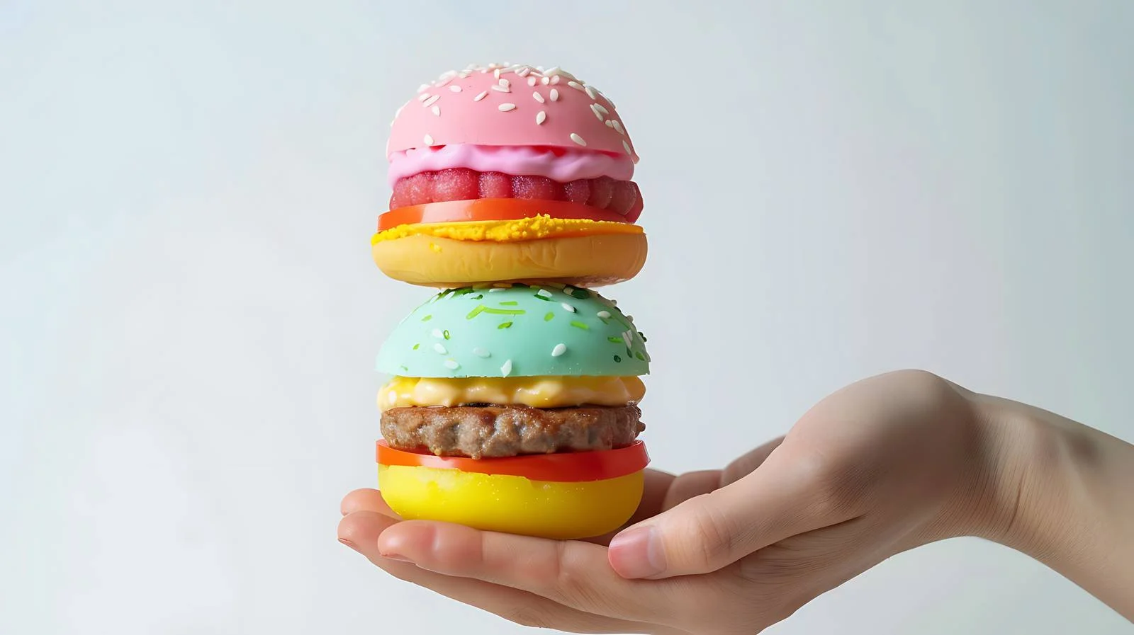 Colorful Candy Hamburgers with Doll Hand — free download from Dotvec
