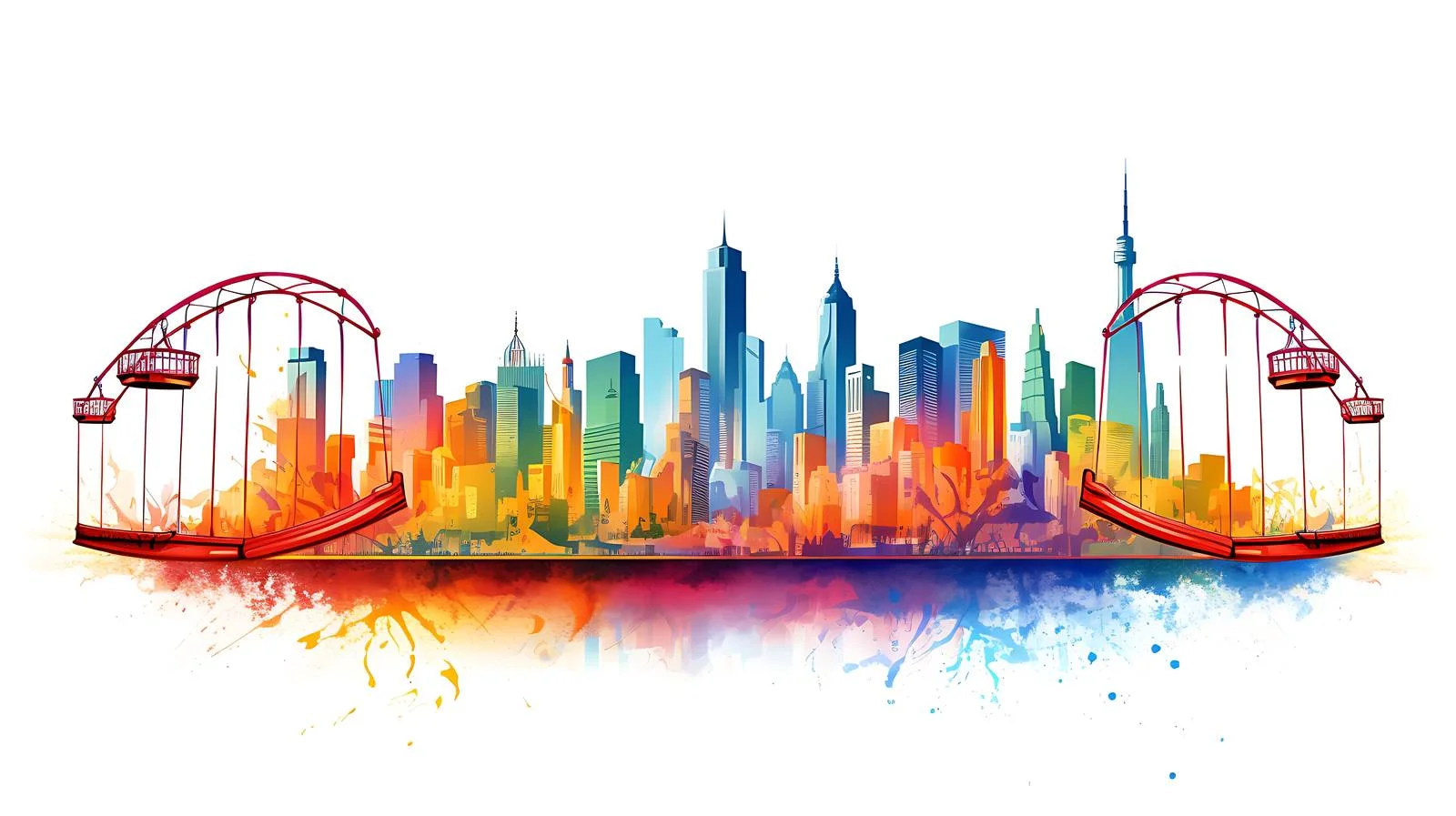 Vibrant Carnival Swing Ride Against Cityscape — free download from Dotvec