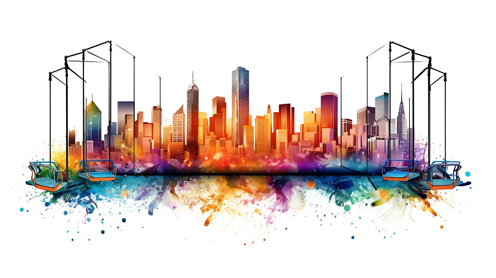 Vibrant Carnival Swing with Urban Skyline — free download from Dotvec