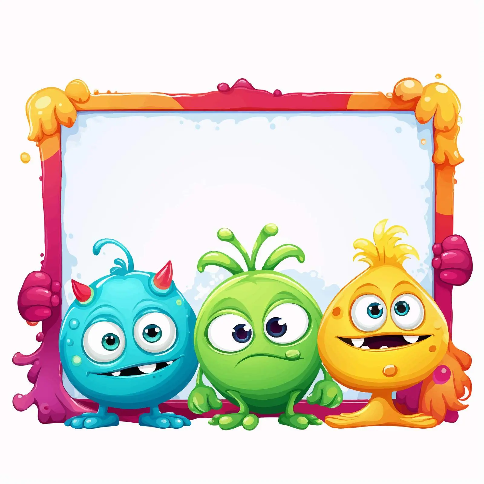 Colorful Cartoon Aliens with Wooden Frame Template — free download from Dotvec