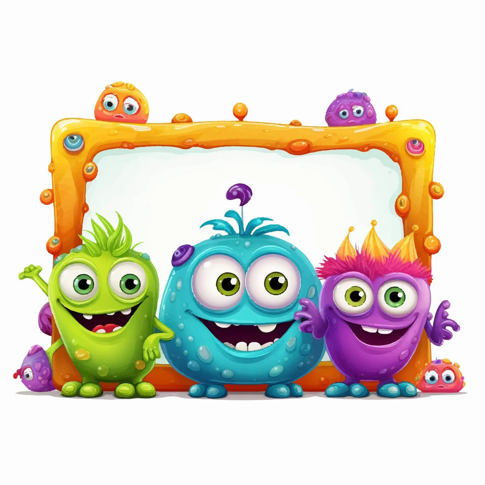 Colorful Cartoon Aliens with Wooden Frame Template — free download from Dotvec