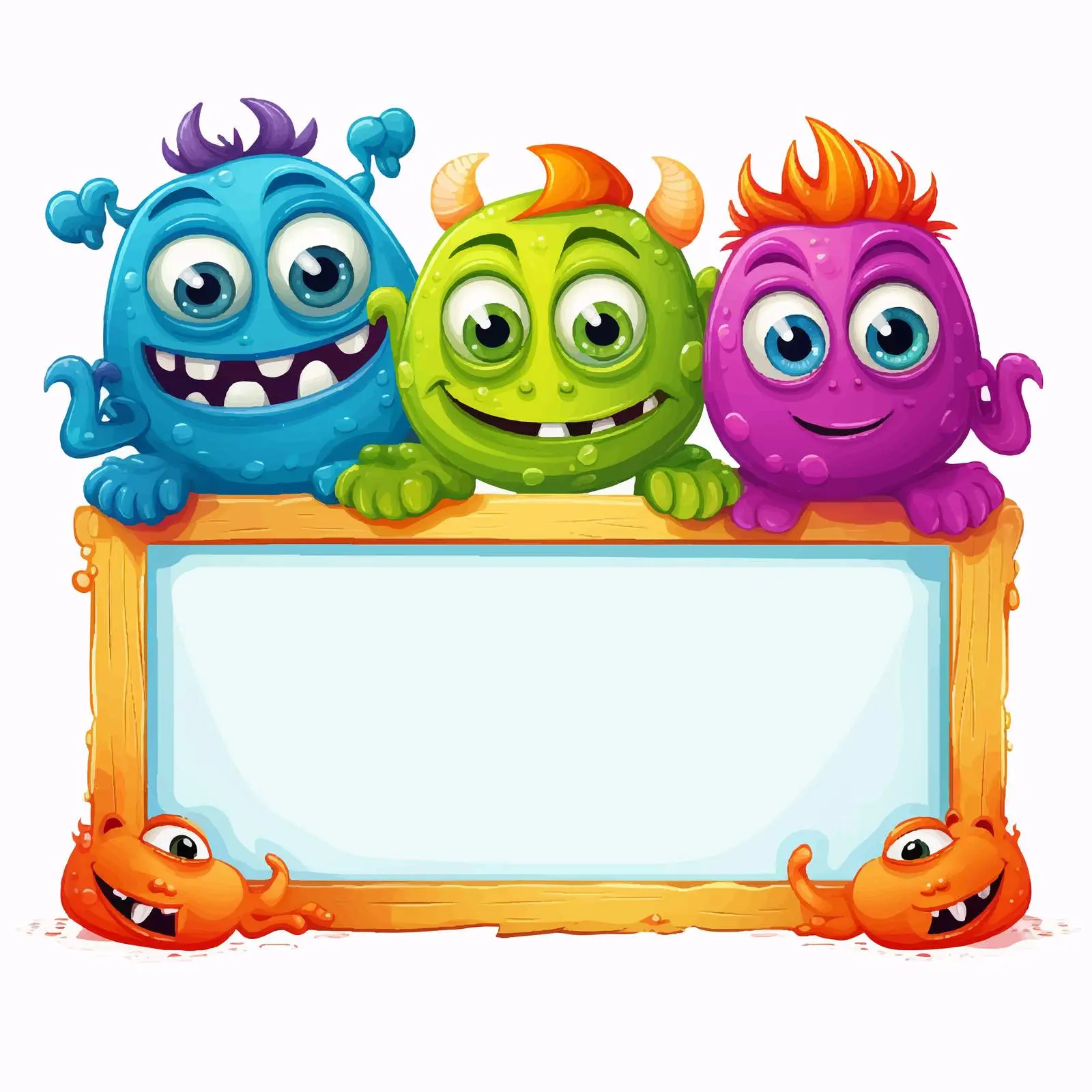 Colorful Cartoon Aliens with Wooden Frame — free download from Dotvec