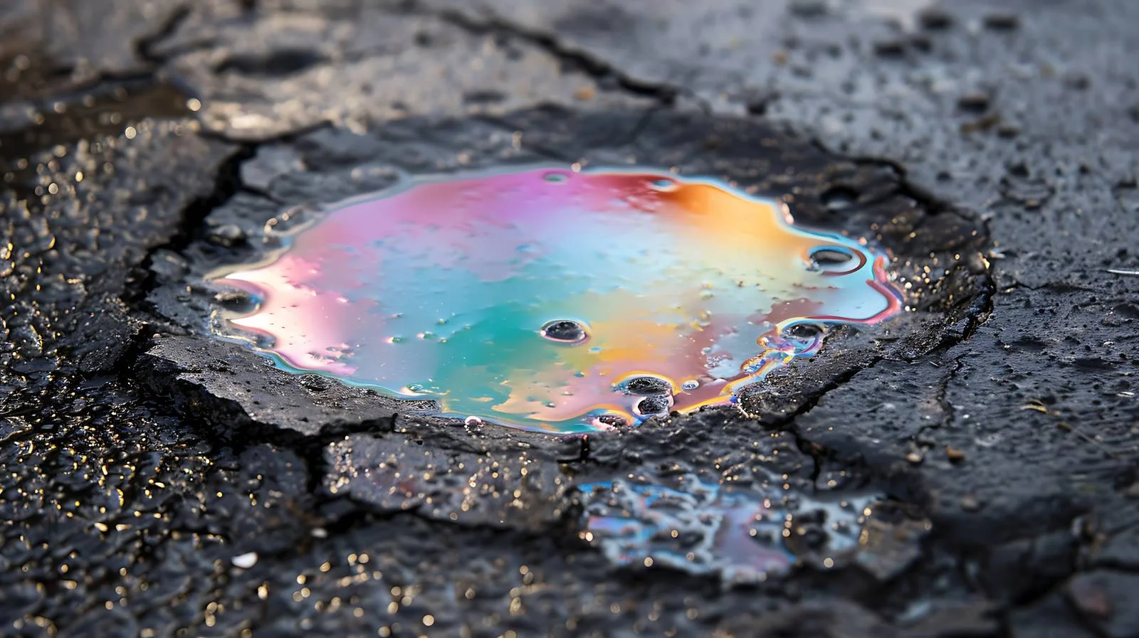 Vibrant Iridescent Gasoline Spot Close-up — free download from Dotvec