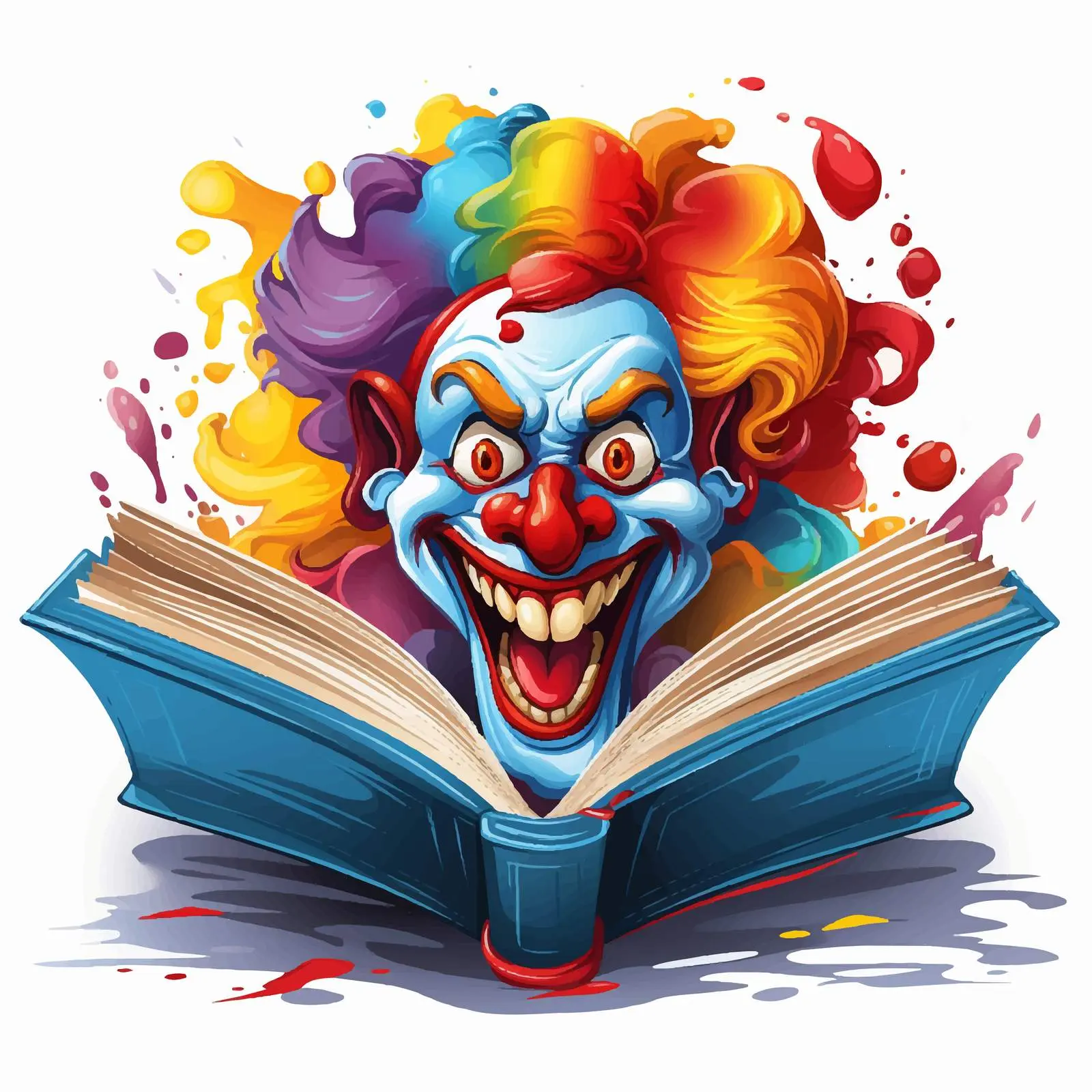 Colorful Clown Emerging from Open Book Vector — free download from Dotvec