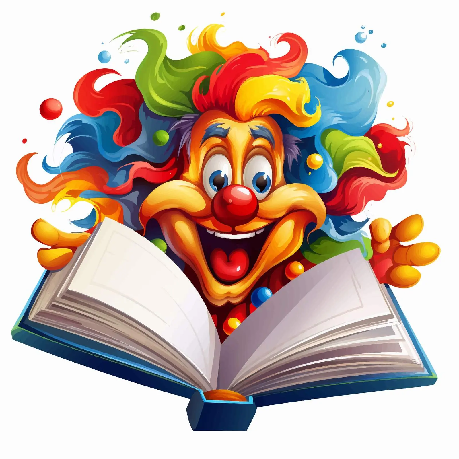 Colorful Clown Emerging from Open Book Vector — free download from Dotvec