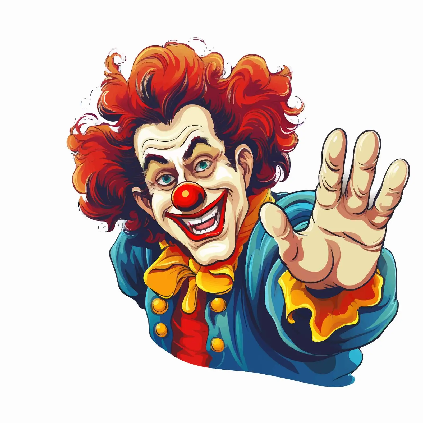 Cheerful Cartoon Clown Waving with a Smile — free download from Dotvec