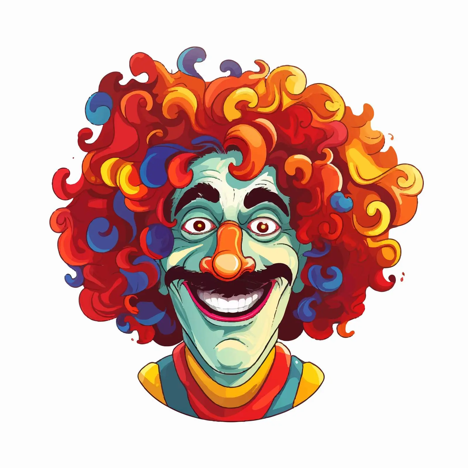 Colorful Clown with Curly Hair and Red Nose – free performer image from Dotvec