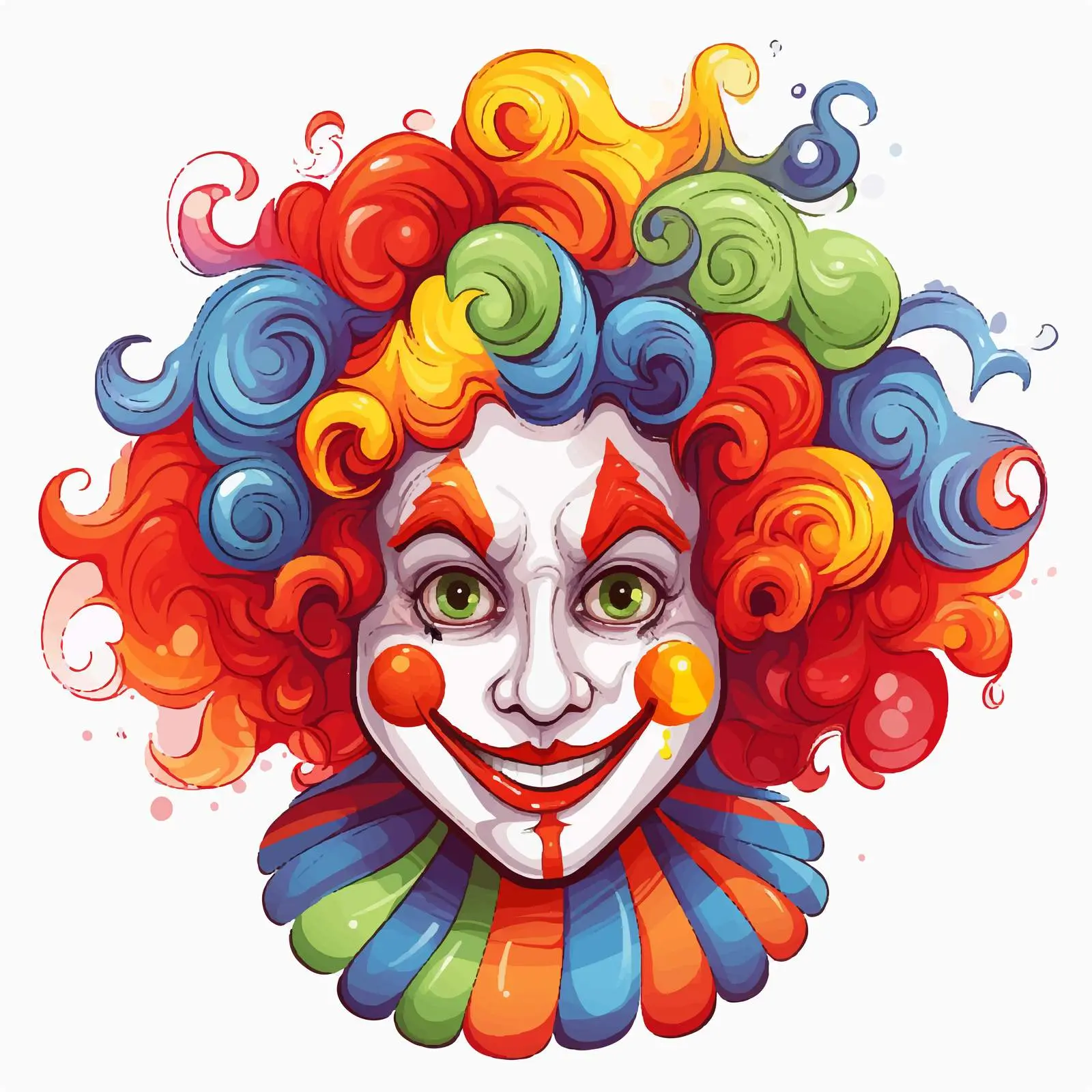 Colorful Clown with Curly Hair and Red Nose — free download from Dotvec