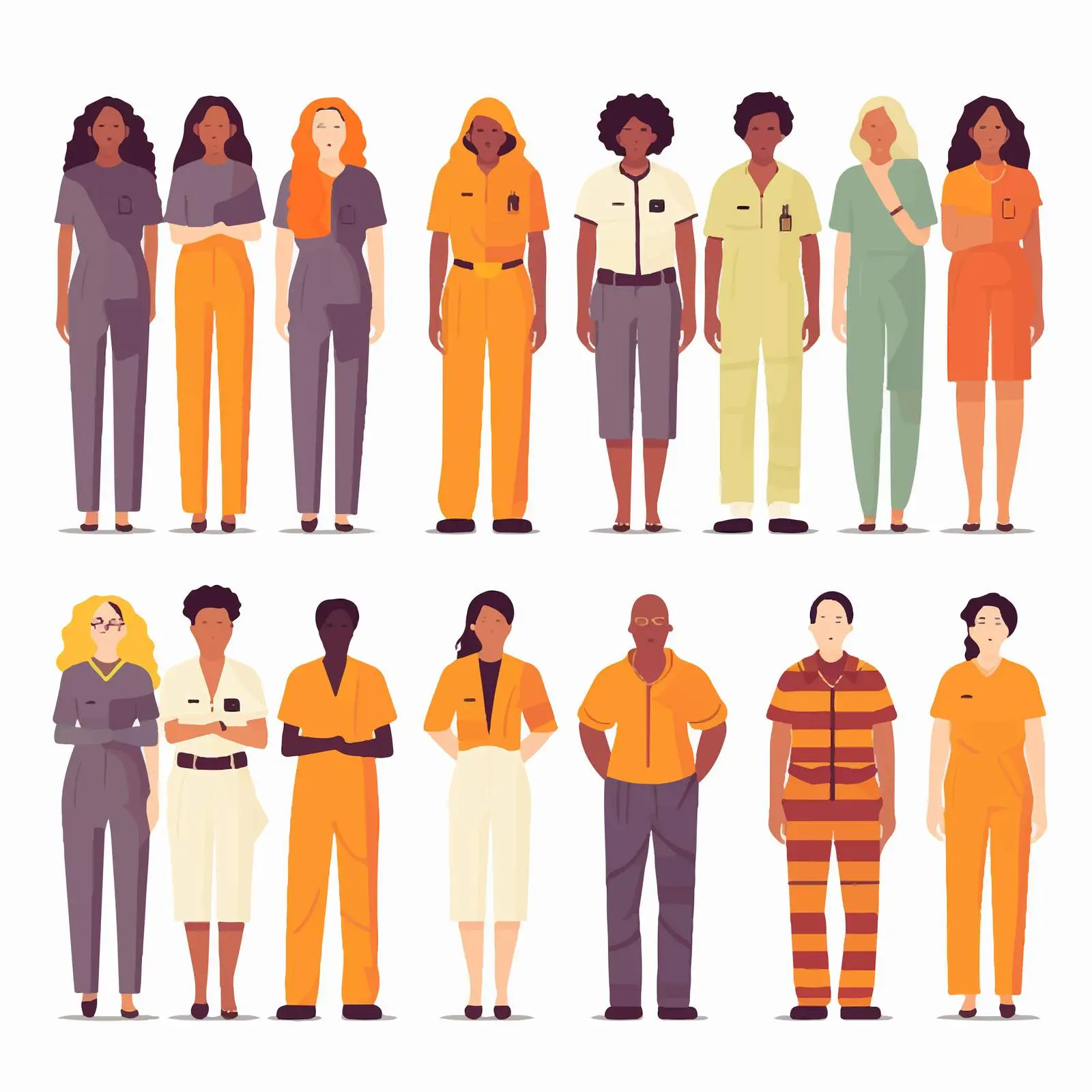 Diverse Collection of Colorful Prisoners Vectors – free feminism image from Dotvec
