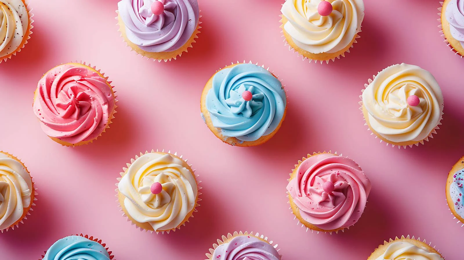 Vibrant Cupcake Pattern on Pastel Pink — free download from Dotvec