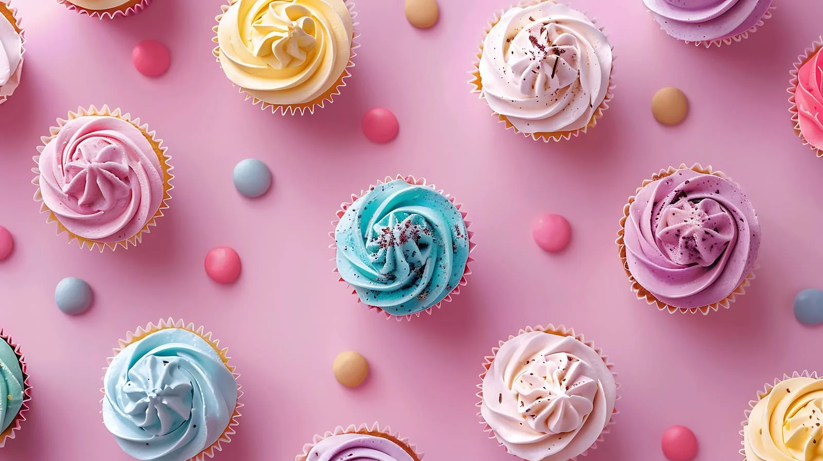 Colorful Cupcake Pattern on Pastel Background — free download from Dotvec