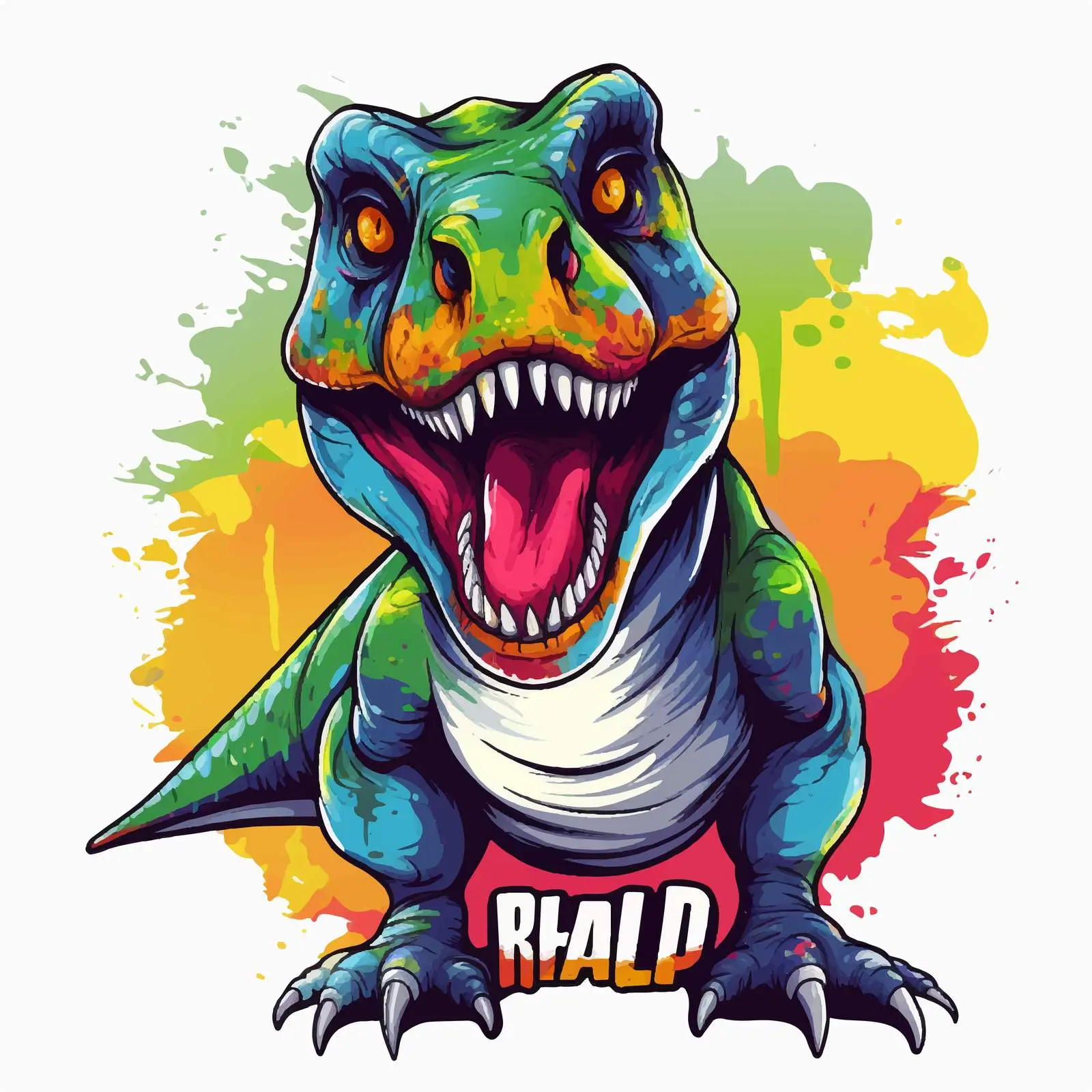 Colorful Dinosaur Illustration with Bold Text — free download from Dotvec