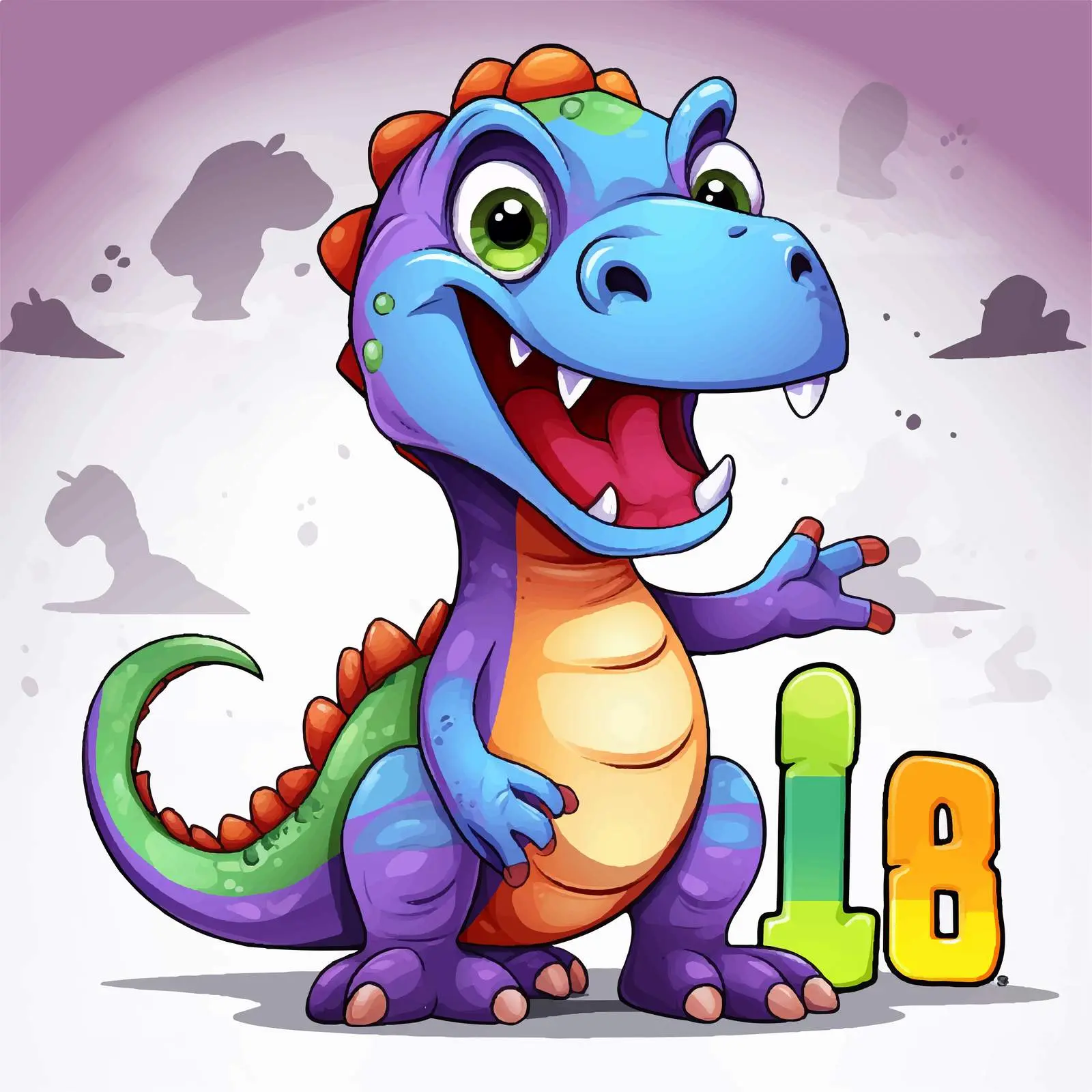 Colorful Dinosaur Vector with Bold Background — free download from Dotvec