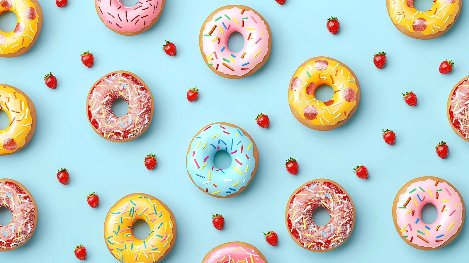 Vibrant Donut Pattern on Blue Background — free download from Dotvec