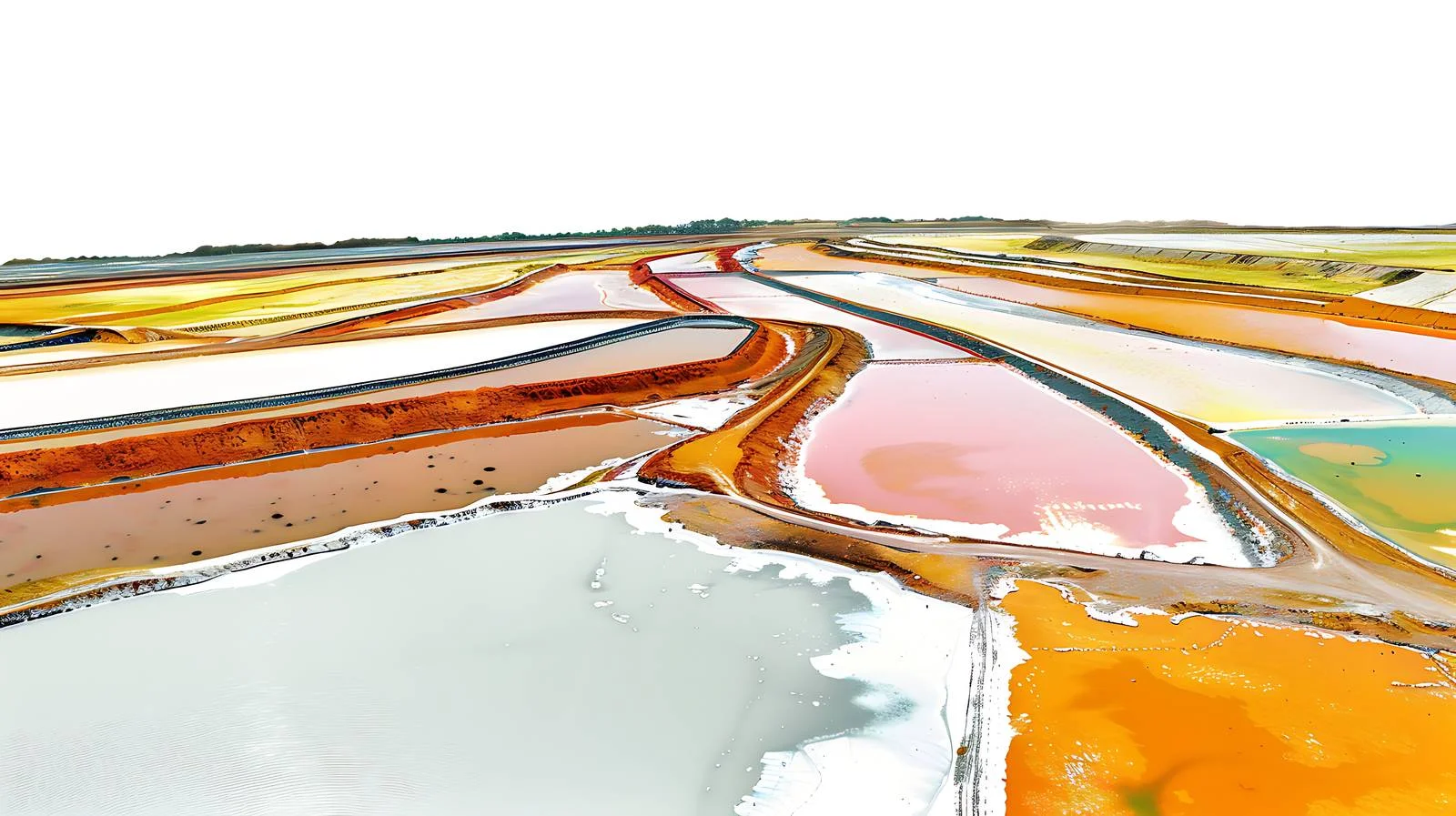 Vibrant evaporative ponds at potash plant — free download from Dotvec