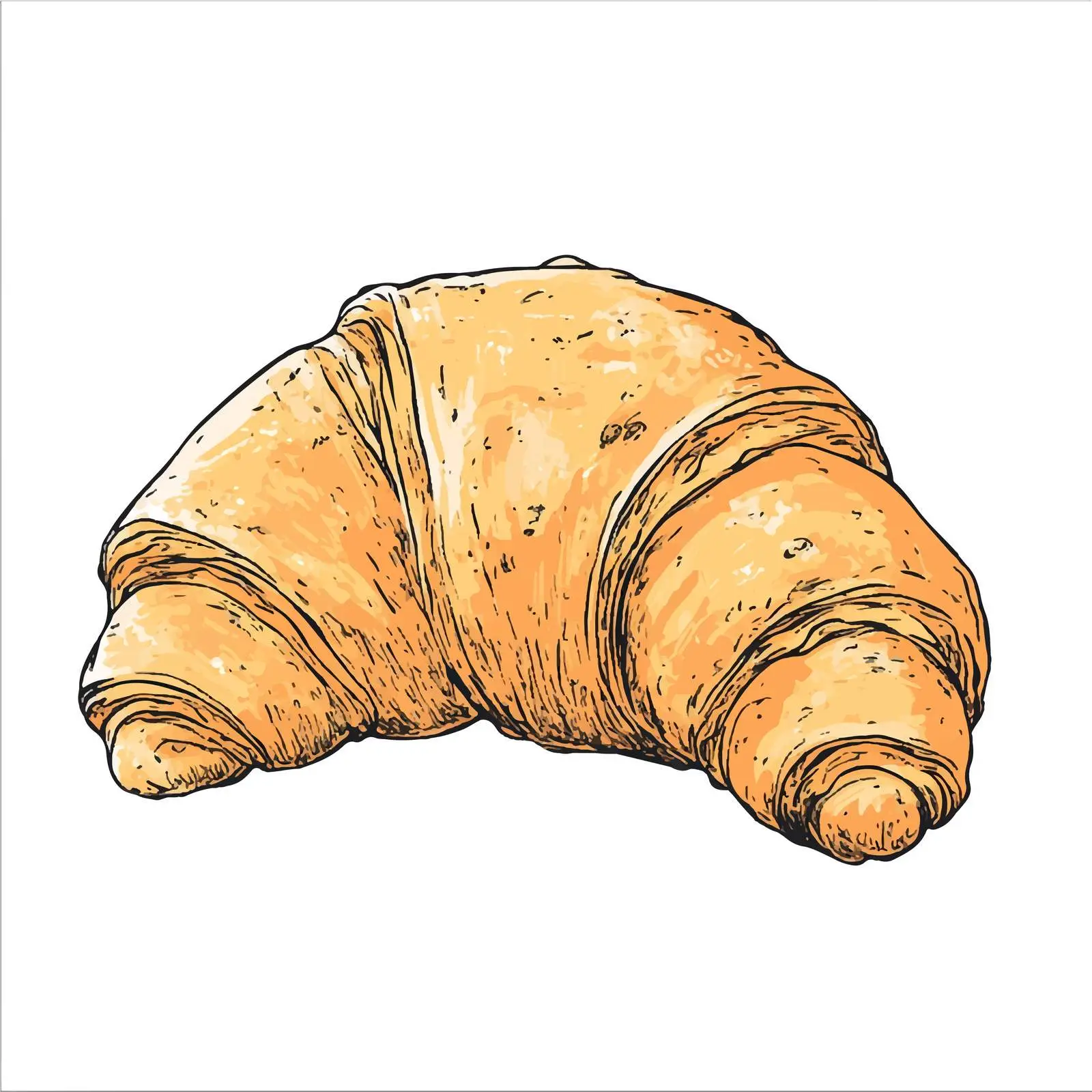 Hand-Drawn Colorful Croissant Sketch — free download from Dotvec