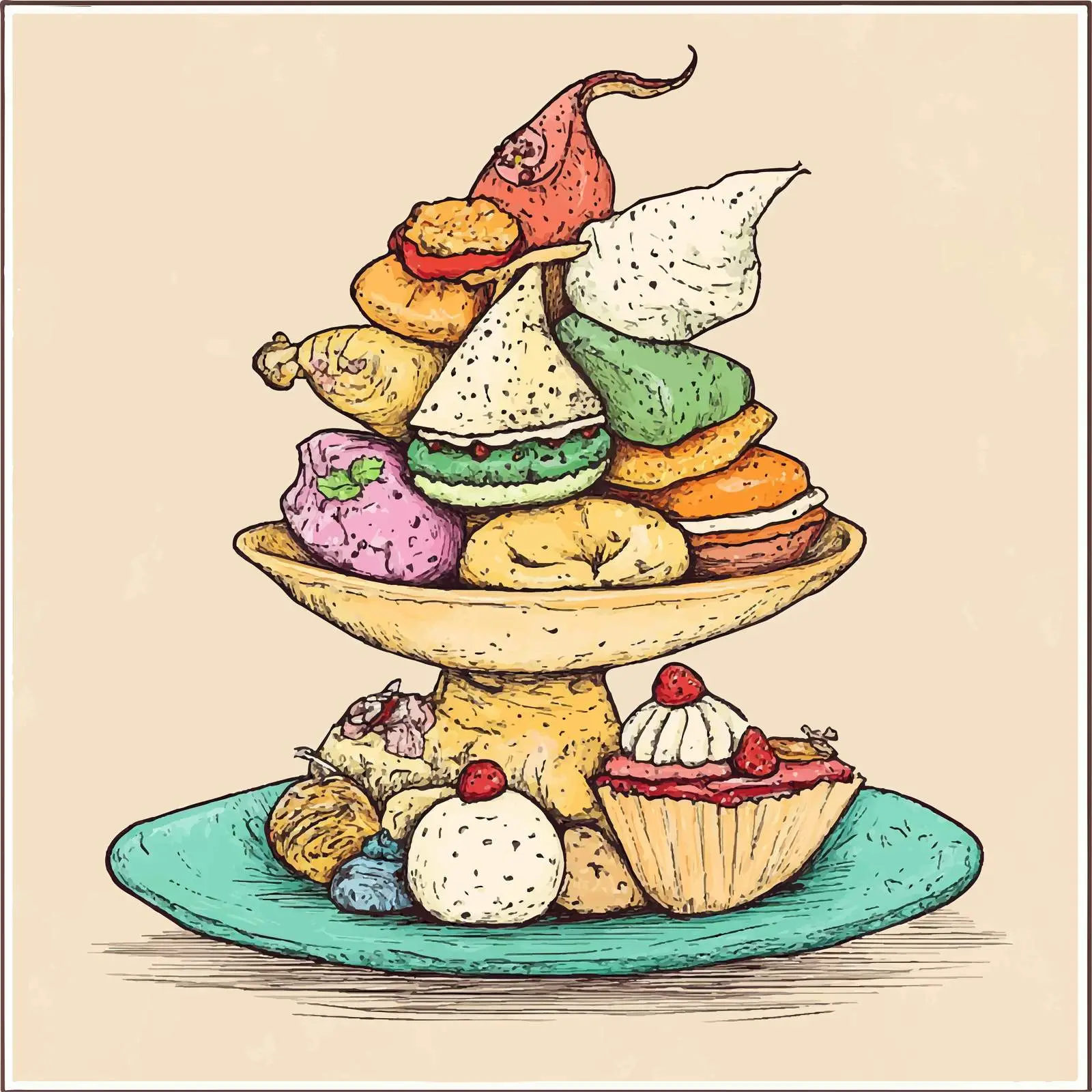 Colorful Hand-Drawn Nowruz Dessert Hat – free traditional sweets image from Dotvec