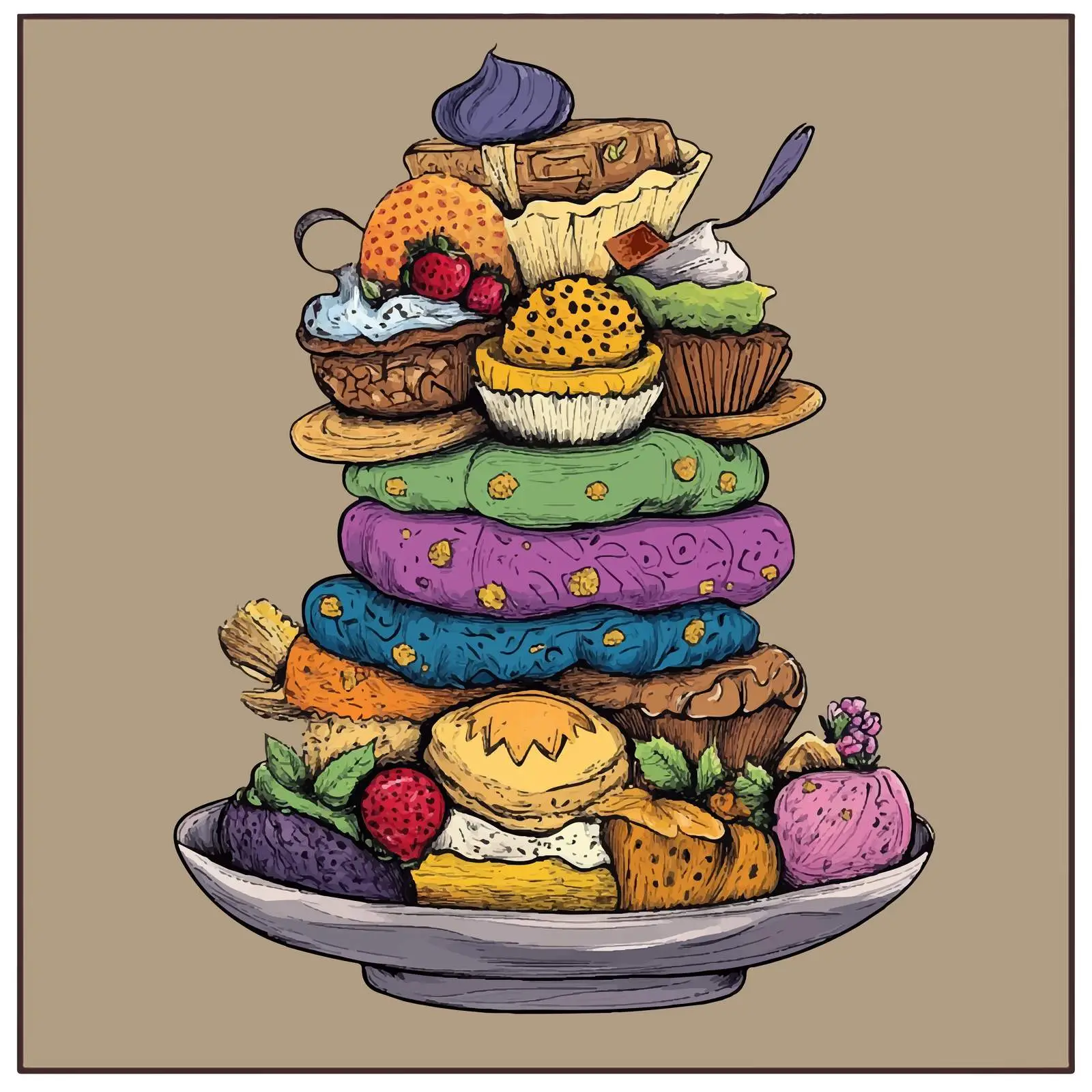 Colorful Hat Full of Nowruz Desserts – free traditional sweets image from Dotvec