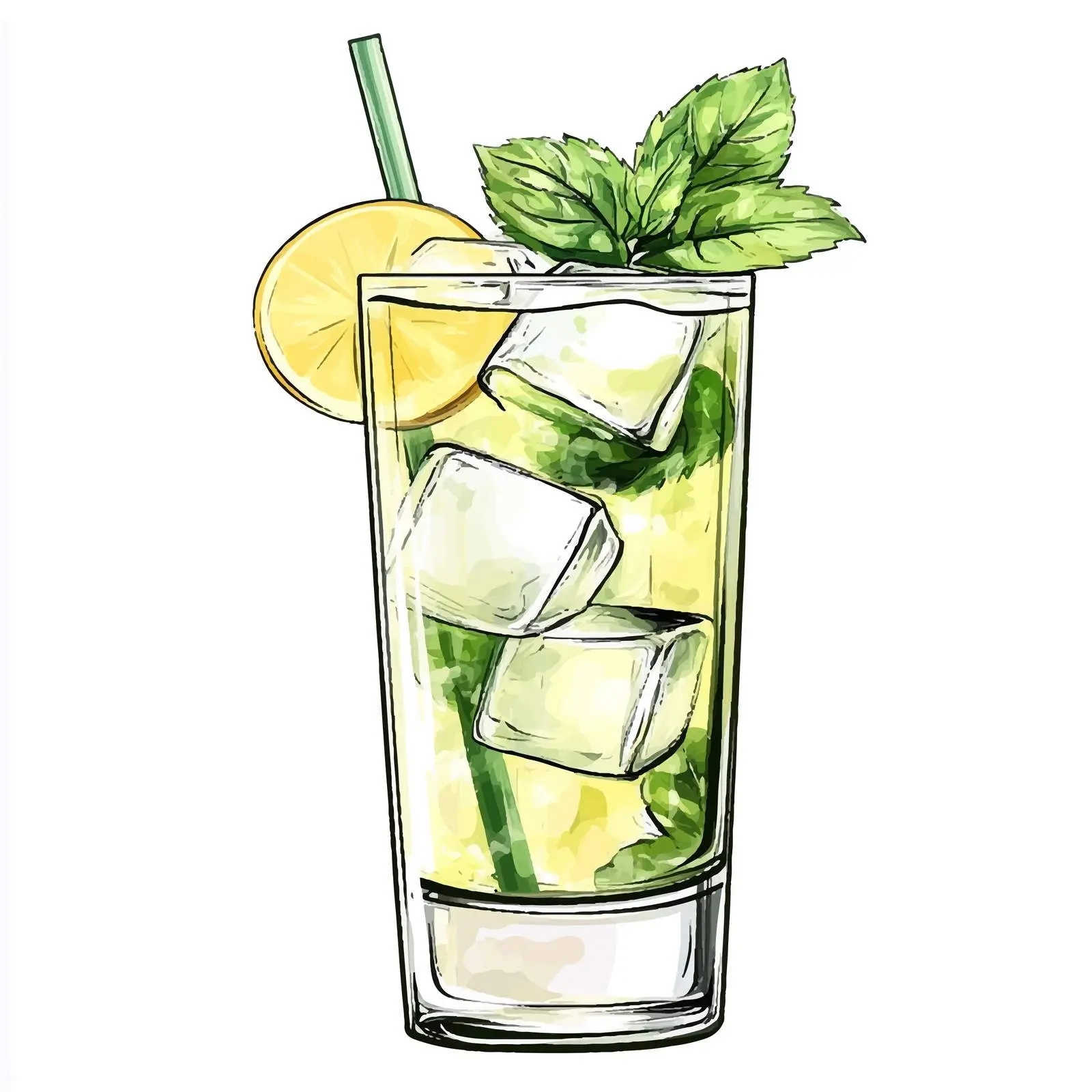 Hand-Drawn Mojito Cocktail Illustration — free download from Dotvec