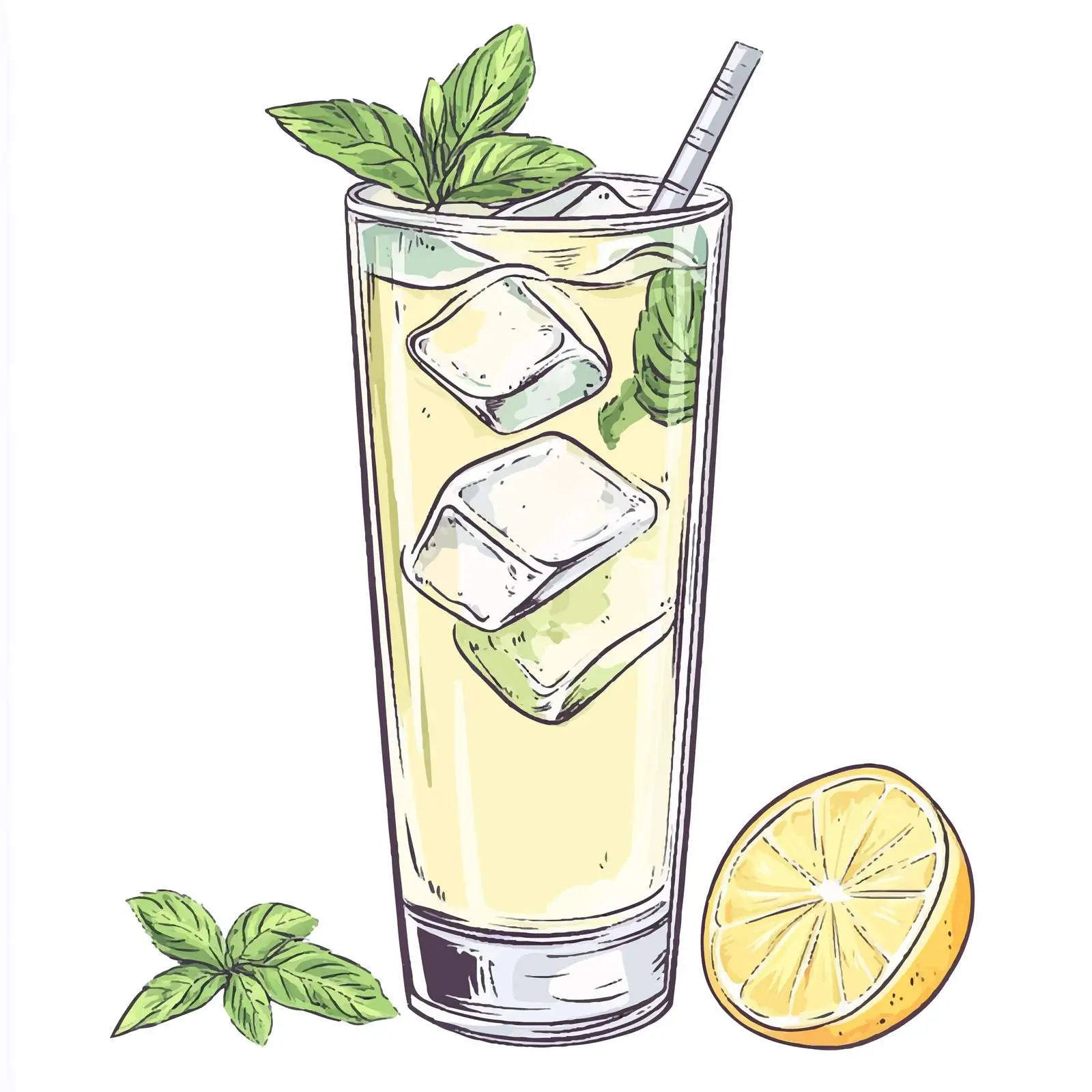 Hand-Drawn Mojito Cocktail Illustration — free download from Dotvec