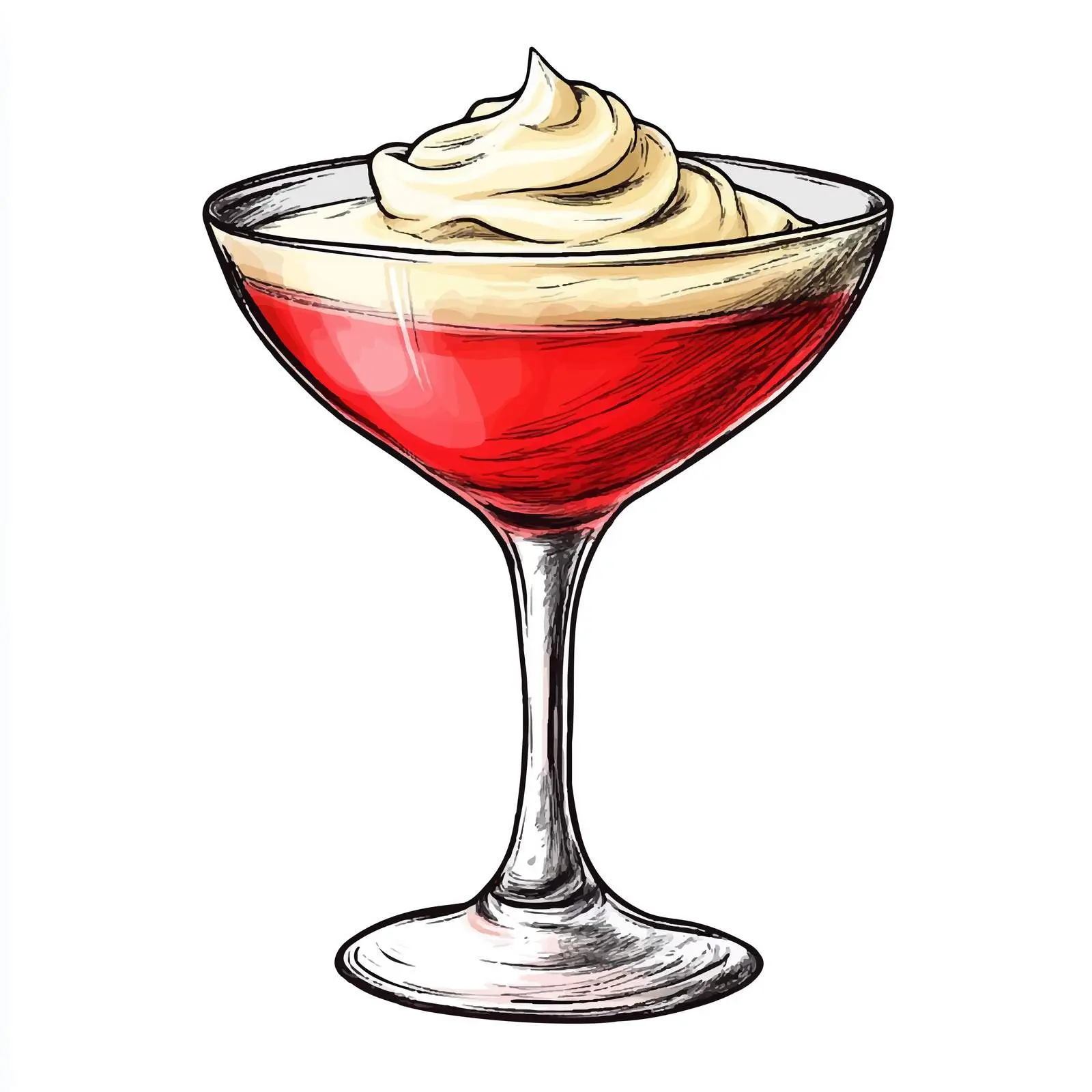 Hand-Drawn Red Cocktail Illustration — free download from Dotvec
