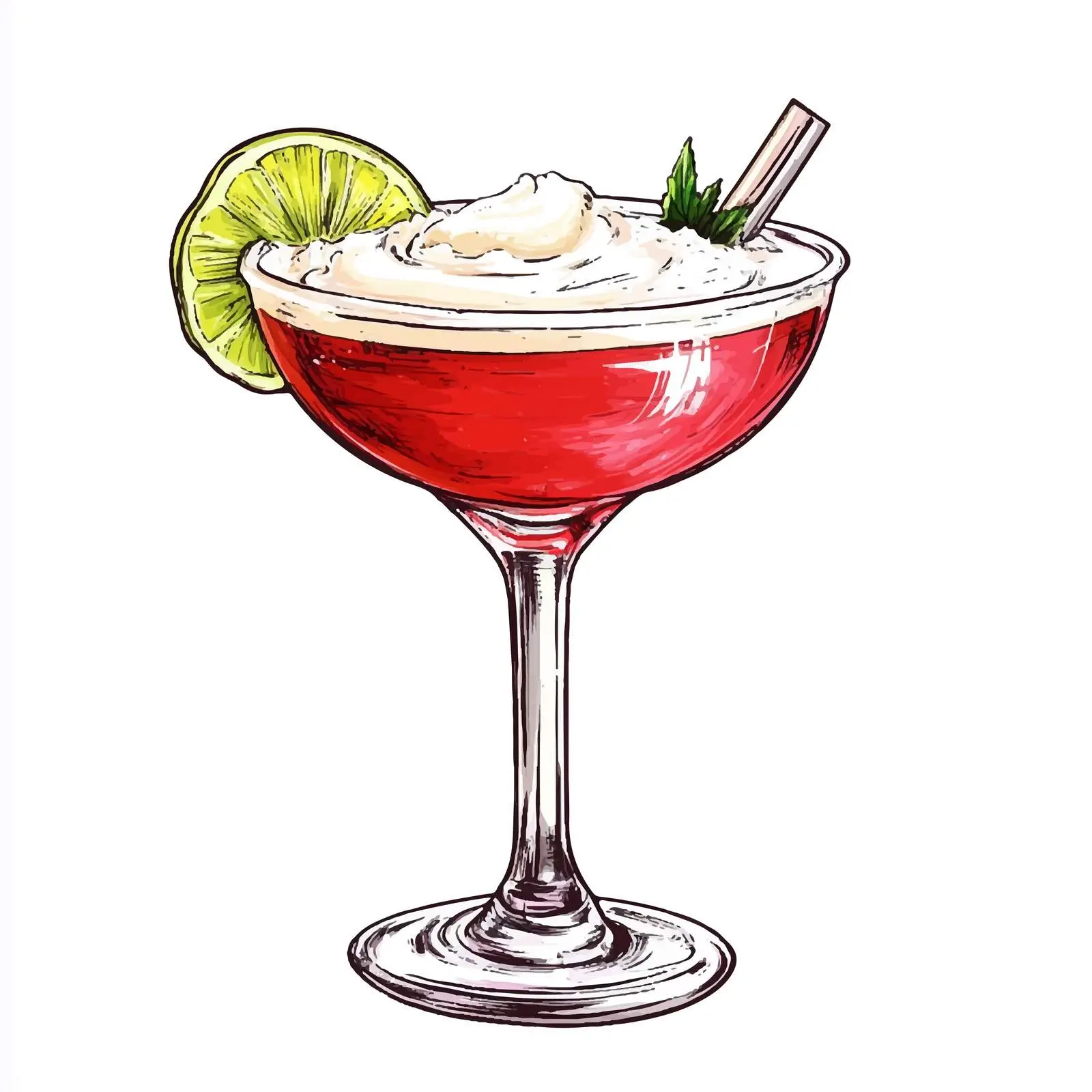 Hand-Drawn Red Cocktail Illustration — free download from Dotvec
