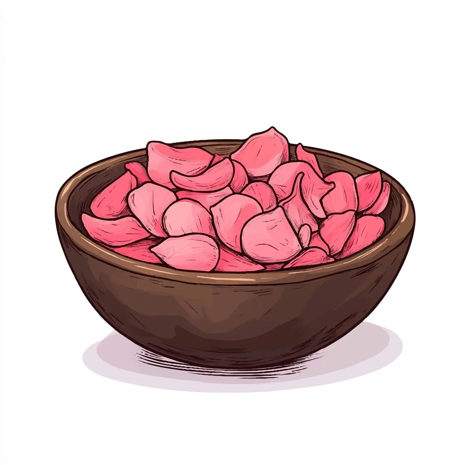 Hand-Drawn Bowl with Flower Petals — free download from Dotvec