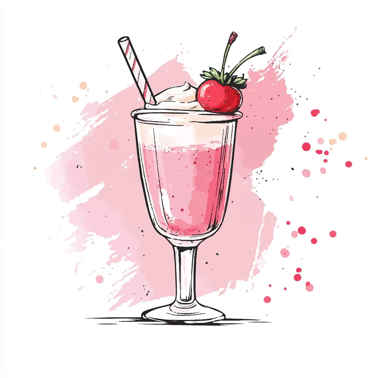 Vibrant Hand-Drawn Strawberry Milkshake — free download from Dotvec