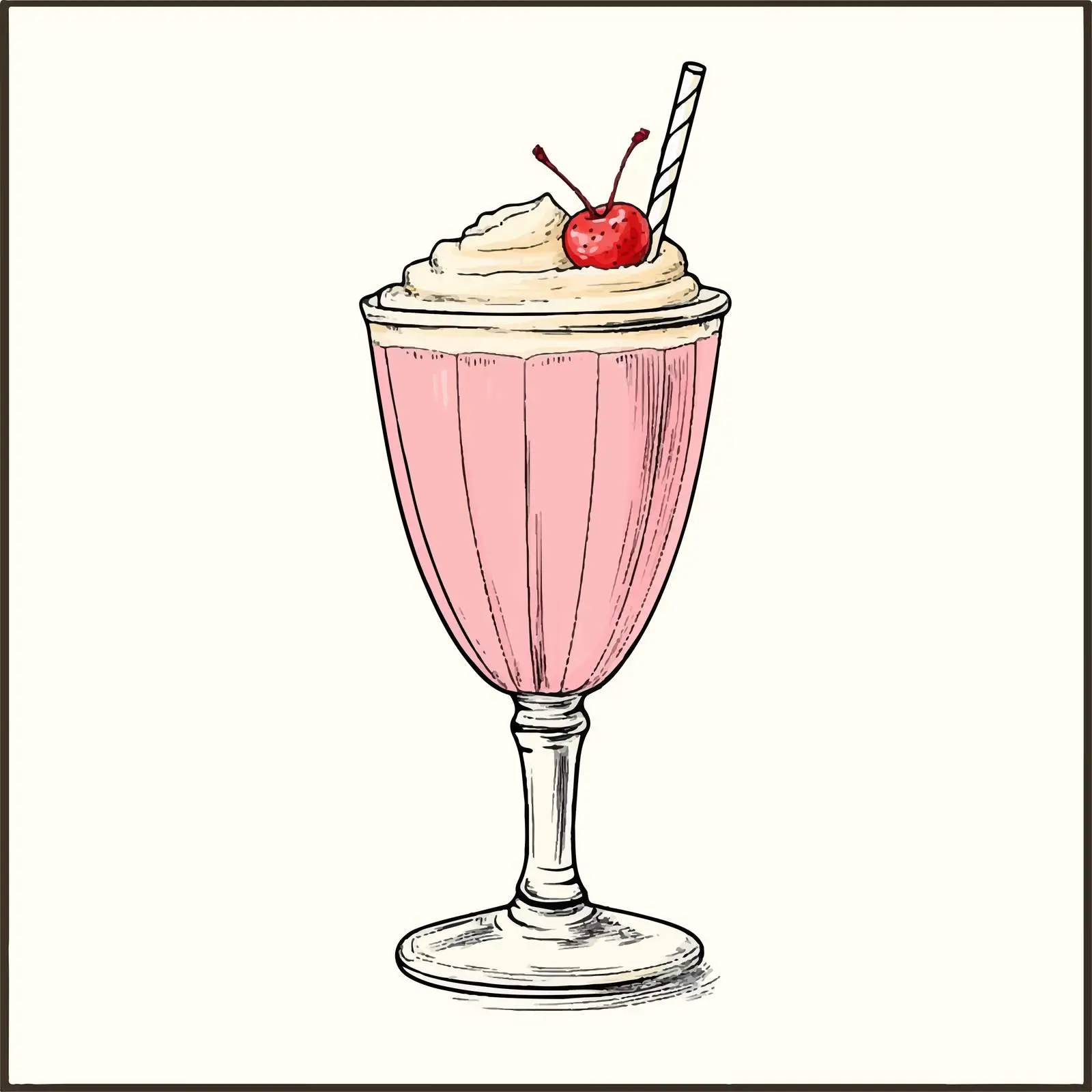 Hand-Drawn Strawberry Milkshake Illustration — free download from Dotvec