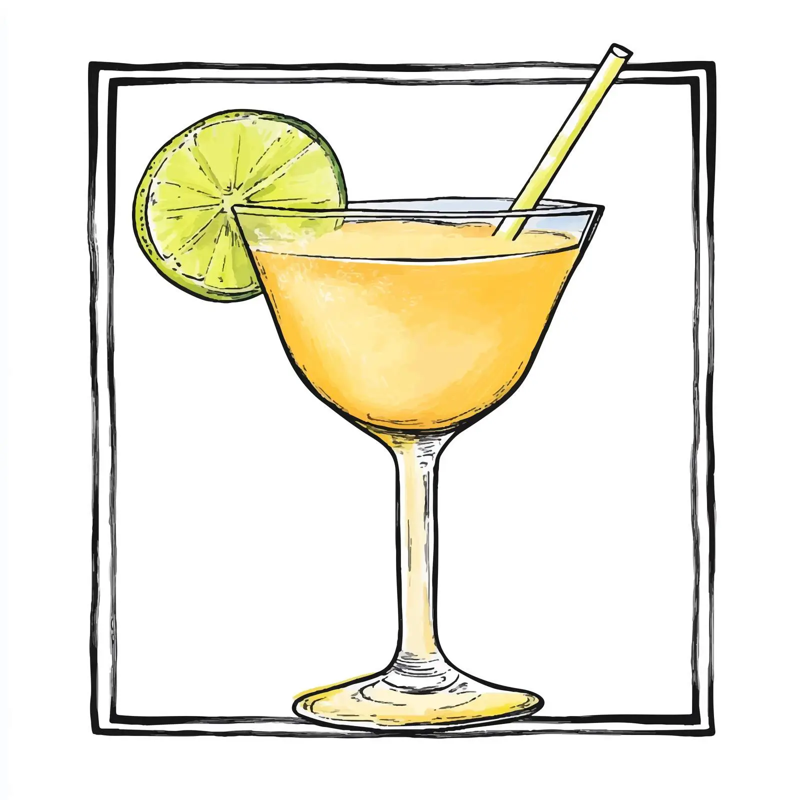 Yellow Cocktail Hand-Drawn Sketch — free download from Dotvec