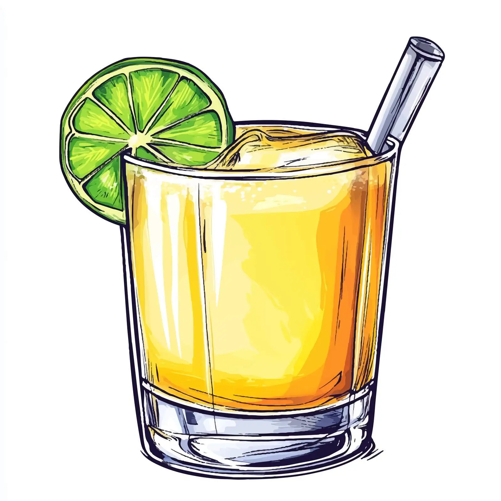 Hand-Drawn Yellow Cocktail Illustration — free download from Dotvec