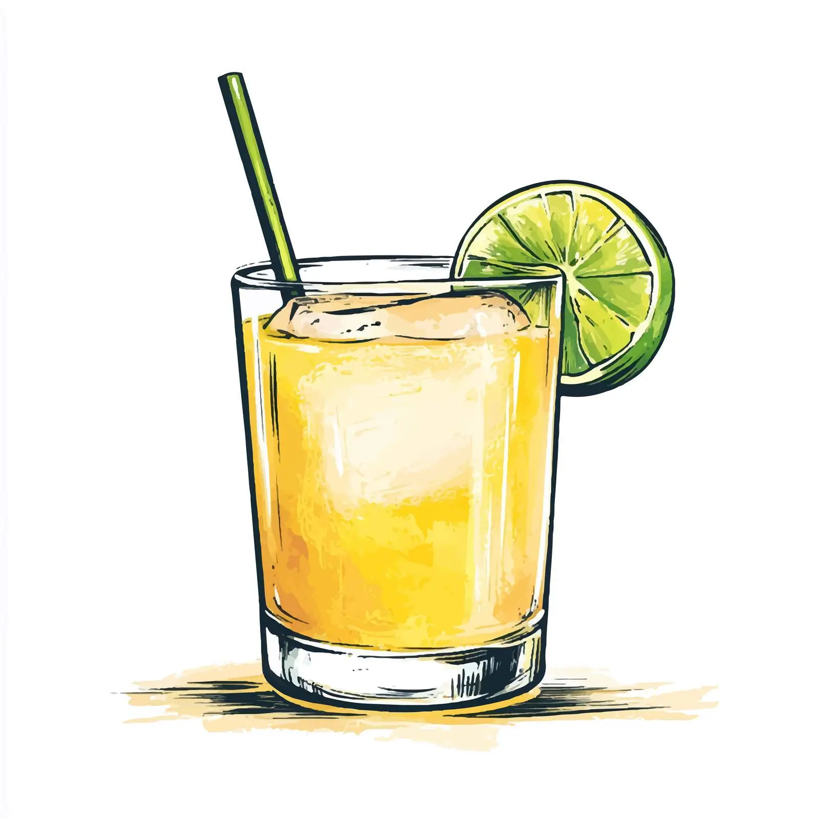 Vibrant Hand-Drawn Yellow Cocktail — free download from Dotvec