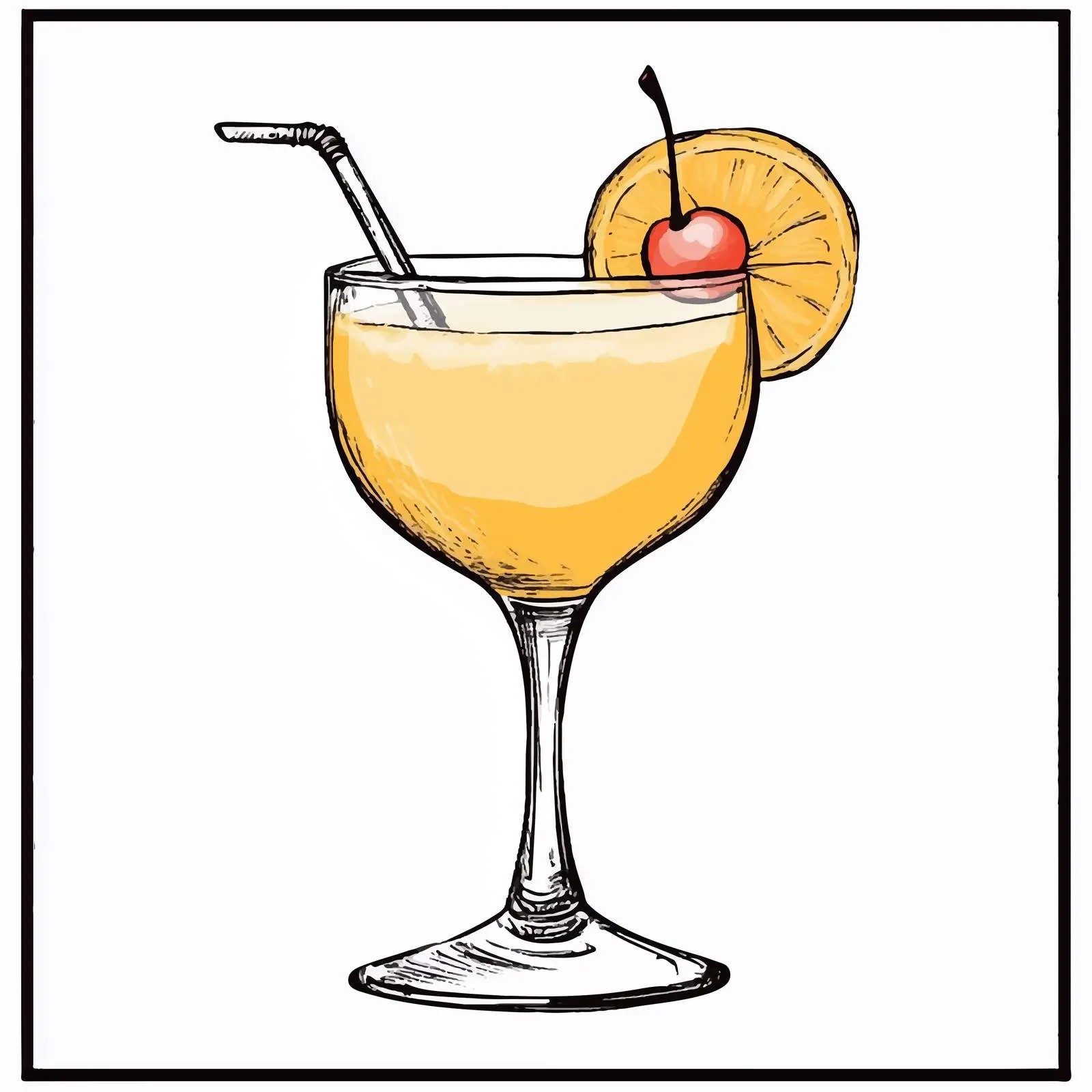 Hand-Drawn Yellow Cocktail Illustration — free download from Dotvec